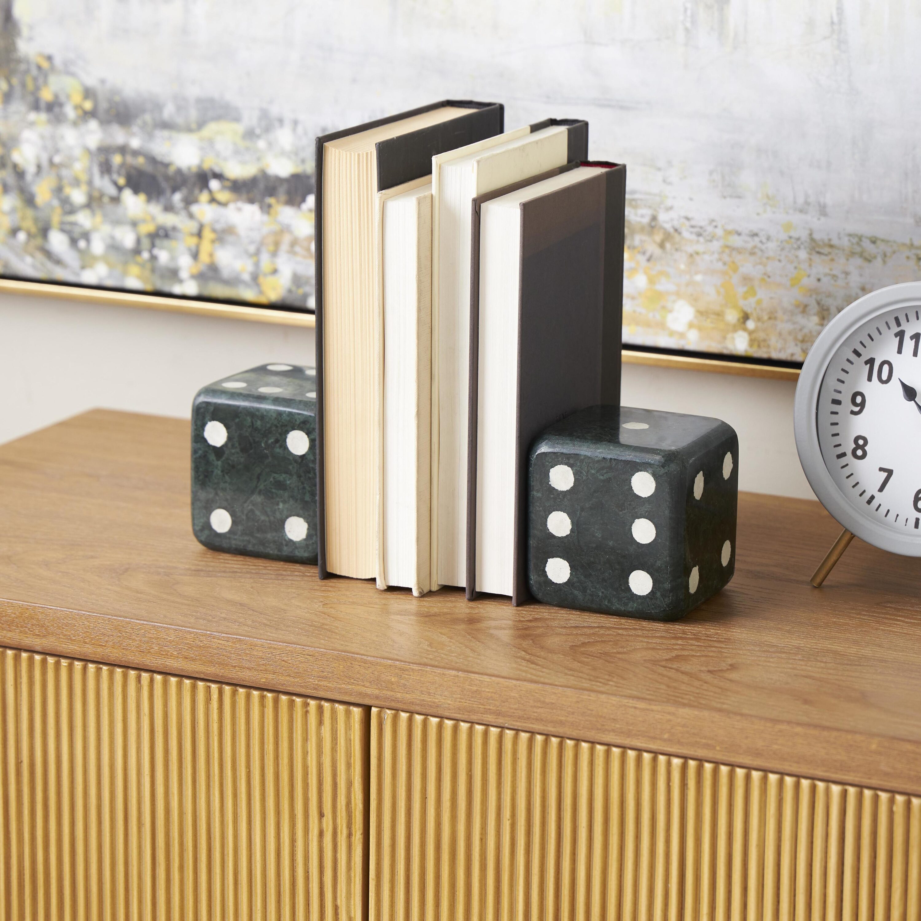 Grayson Lane 822726 2 -Pack Green Marble Modern Decorative bookends