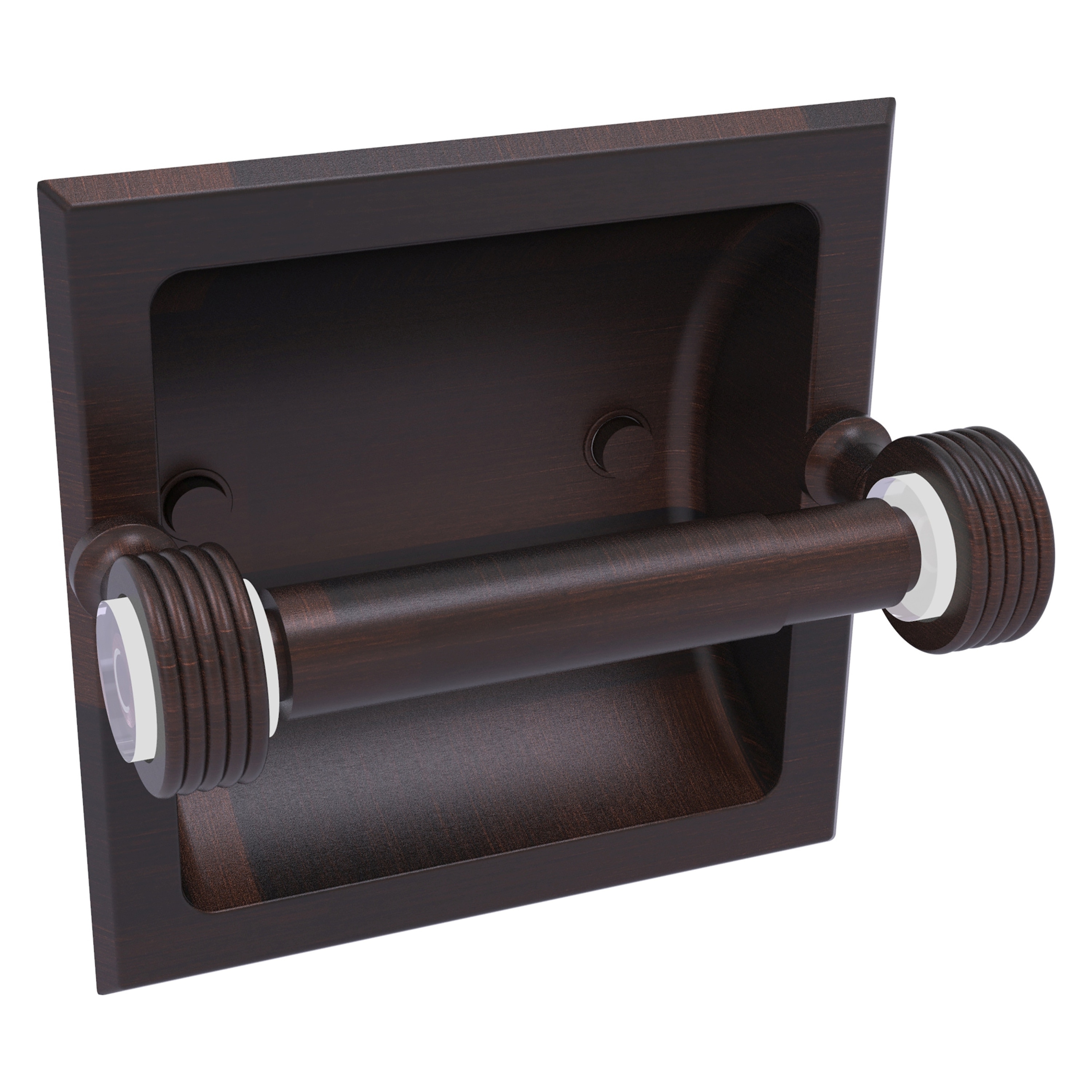 Allied Brass PG-24CG-VB Pacific Grove Venetian Bronze Recessed Double post Toilet Paper Holder 1 -Rolls with Storage