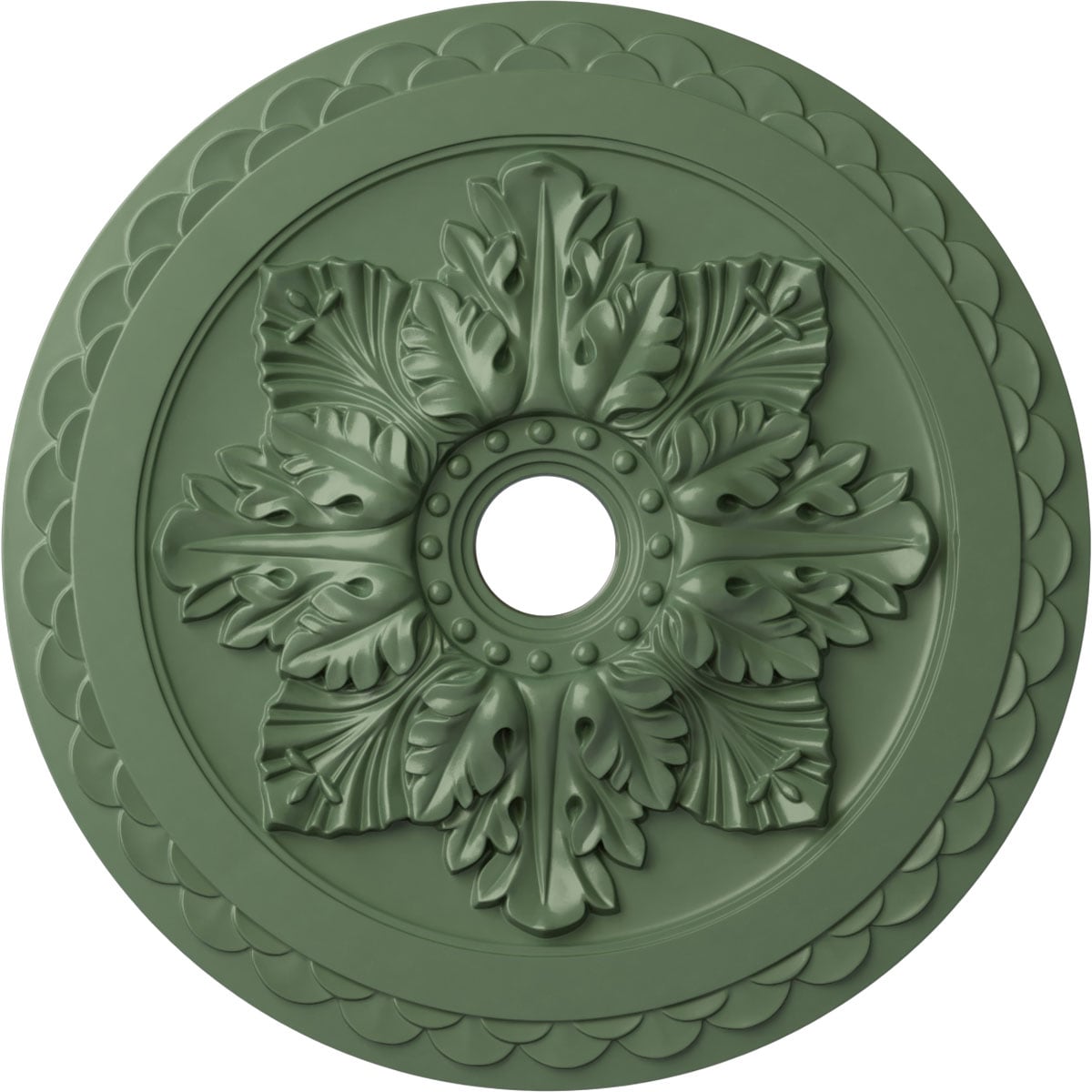 Ekena Millwork CM23BOAGF Bordeaux Deluxe 23.625-in W x 23.625-in L Painted Athenian Green Polyurethane Whole Ceiling Medallion