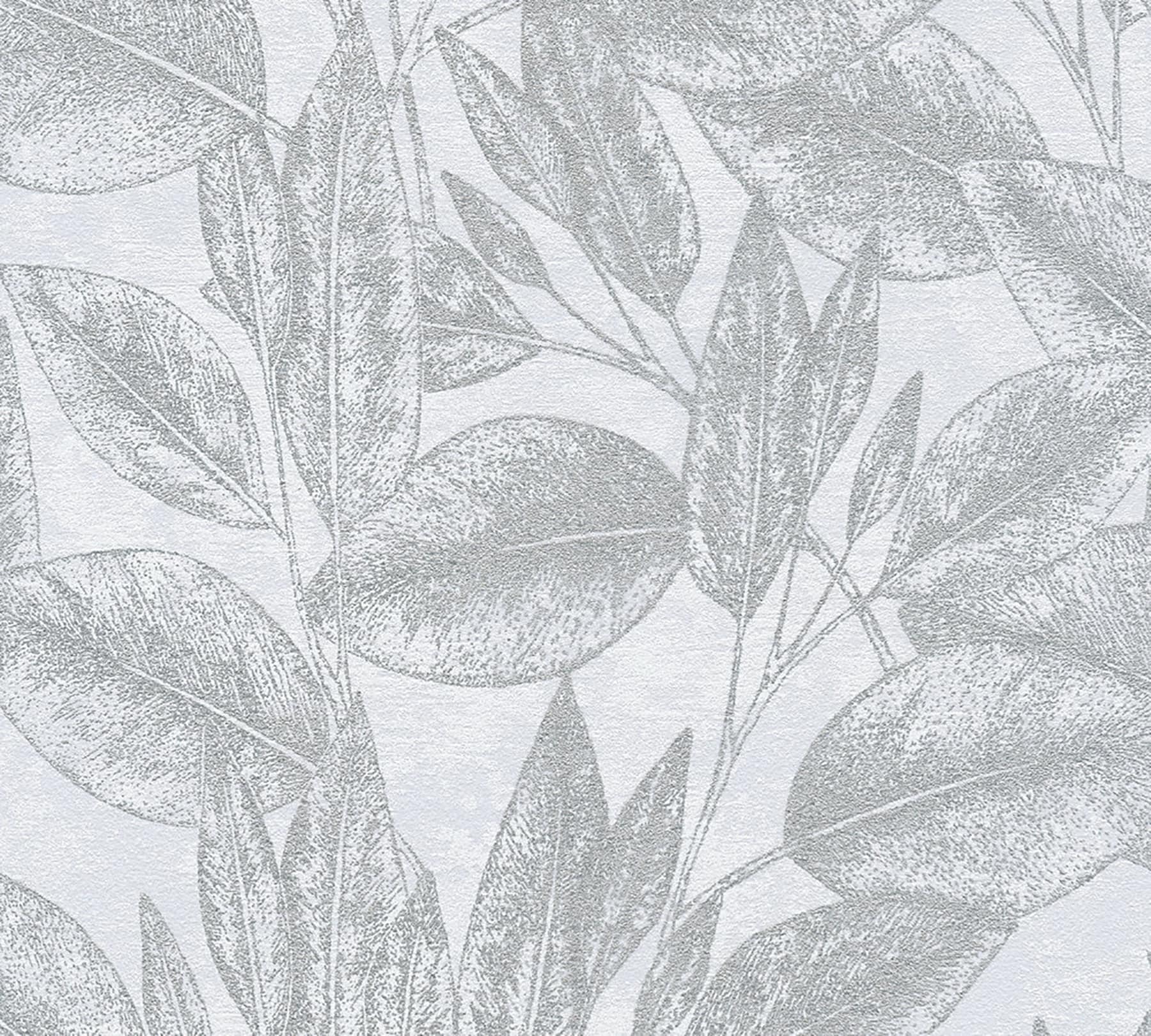 Advantage 4035-37836-2 Windsong 57.5-Sq. Feet Silver Vinyl Textured Ivy/Vines 3D Unpasted Wallpaper
