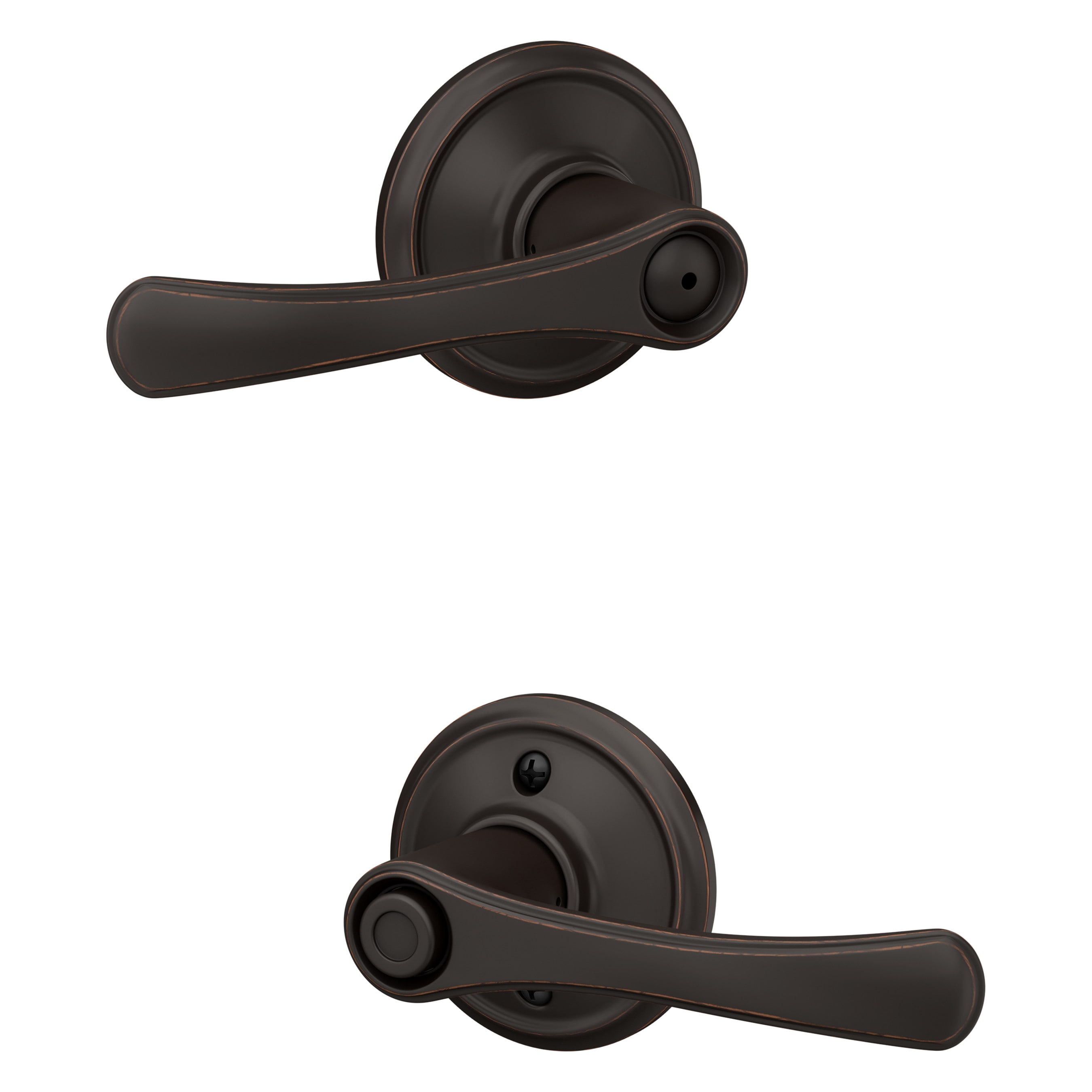 Schlage F40 VLA 716 Avila Aged Bronze Interior Bed/Bath Privacy Door Handle