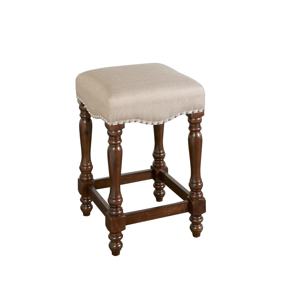 Linon CS219BGE01U Willow Brown 24.5-in H Counter height (22-in to 26-in) Upholstered Wood Bar Stool