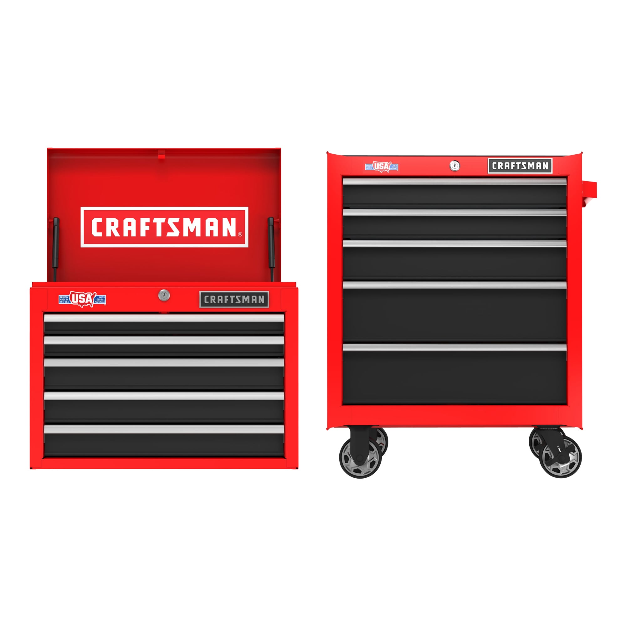 CRAFTSMAN 2000 Series 26.5-in W x 34-in H 5-Drawer Steel Rolling Tool Cabinet & 26-In 5-Drawer Chest