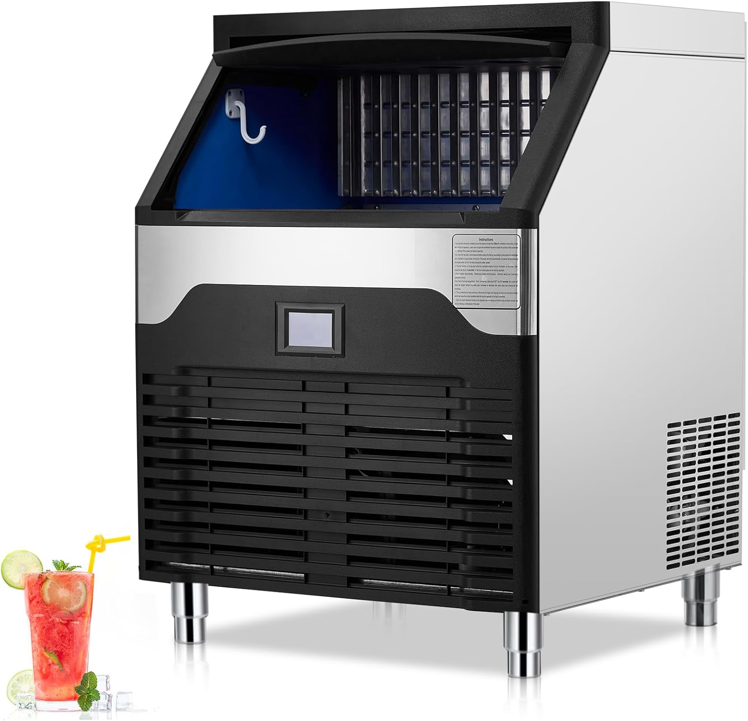 Qeetex ZBJPHO0ZHL12TA 160 Pound Commercial Ice Maker Stainless Steel Under Counter With Smart Control And Self Cleaning Function