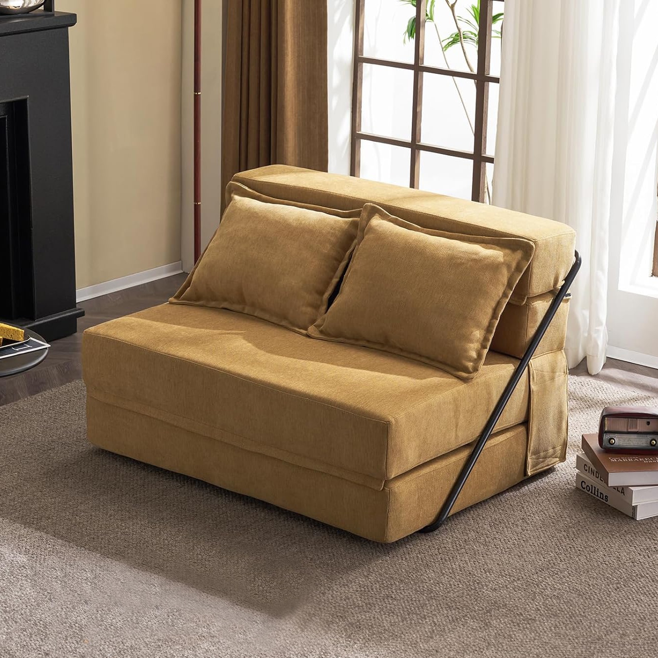 Outopee LO1G52003103 45-in Modern Orange Chenille Sleeper
