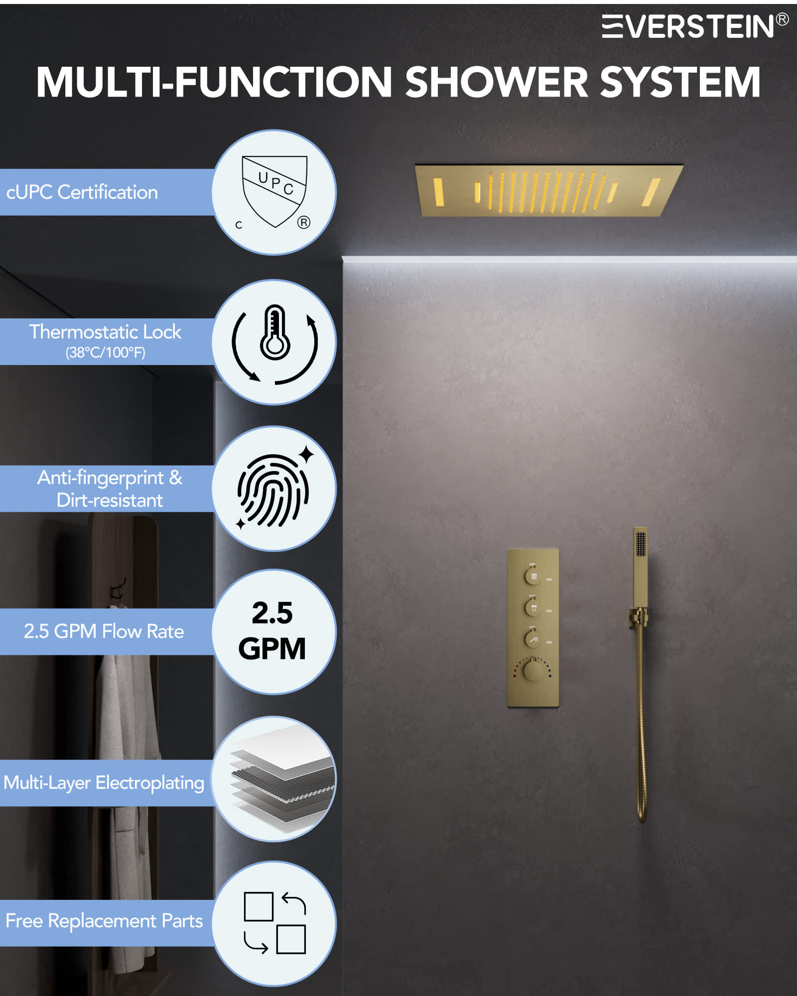 EVERSTEIN SFS-1024-GD Tub-Shower-Faucets - View #2