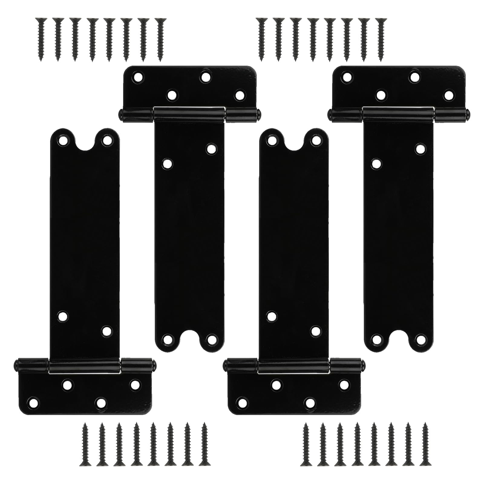 Etokfoks  Black Finish Steel Heavy Duty Gate Hinges for Wooden Fences and Barn Doors Rustproof 4 Pack