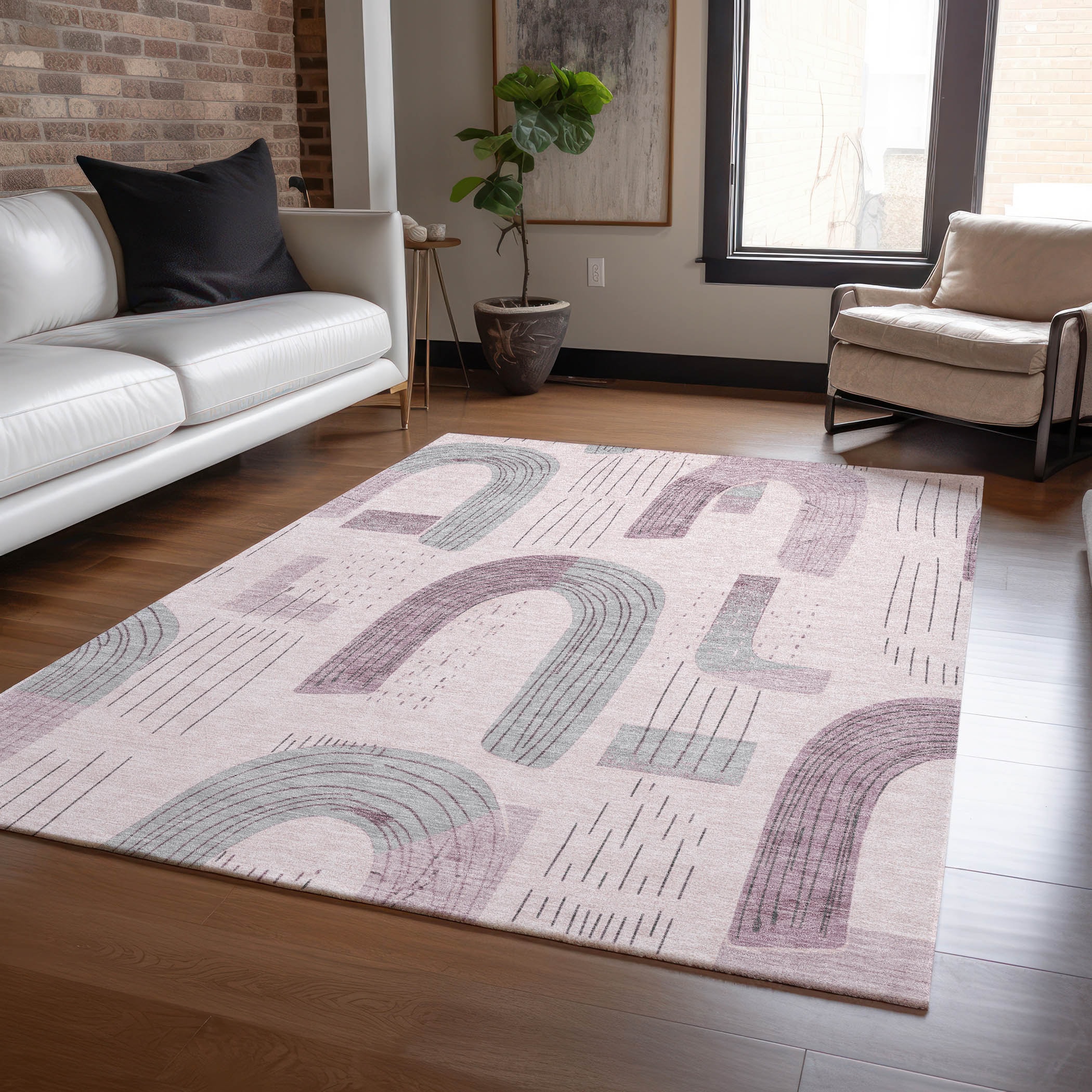 Addison Rugs ACN1698PI8X10 Chantille ACN1698PI 8 x 10 (ft) Loomed Pink Rectangular Indoor/Outdoor Machine washable Pet Friendly Area rug