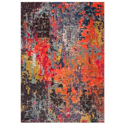 Safavieh Monaco Olea 2 x 8 Blue/Orange Indoor Abstract Bohemian/Eclectic Runner Safavieh Monaco Olea 2 x 8 Blue/Orange Indoor Abstract Bohemian/Eclectic Runner