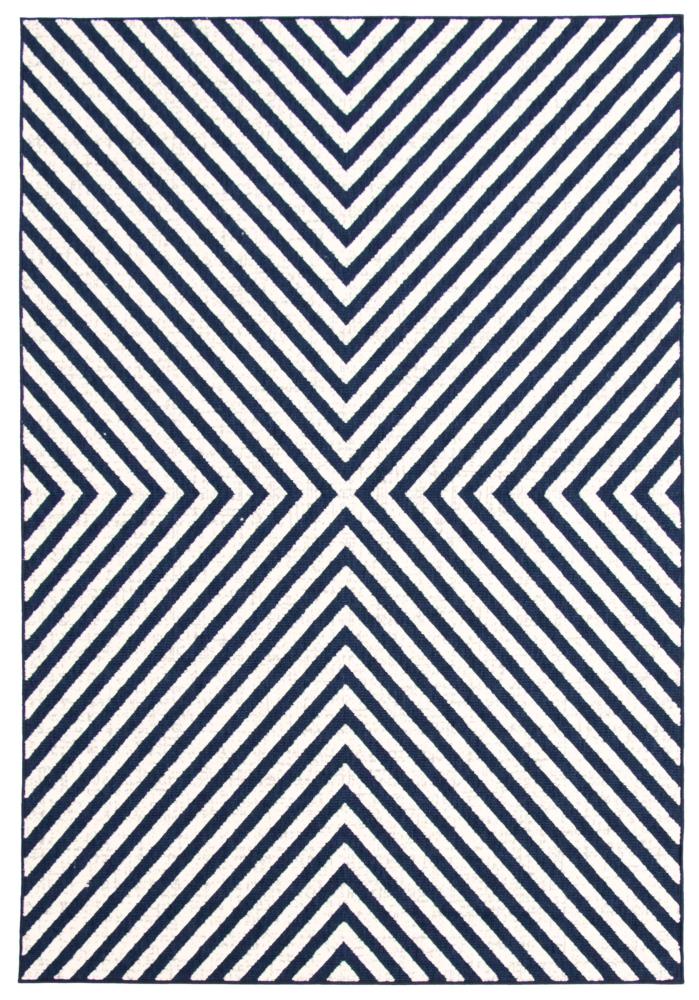 ECARPETGALLERY 351440 Milan 4 x 6 (ft) Polypropylene Blue, Ivory Rectangular Indoor/Outdoor Abstract Area rug