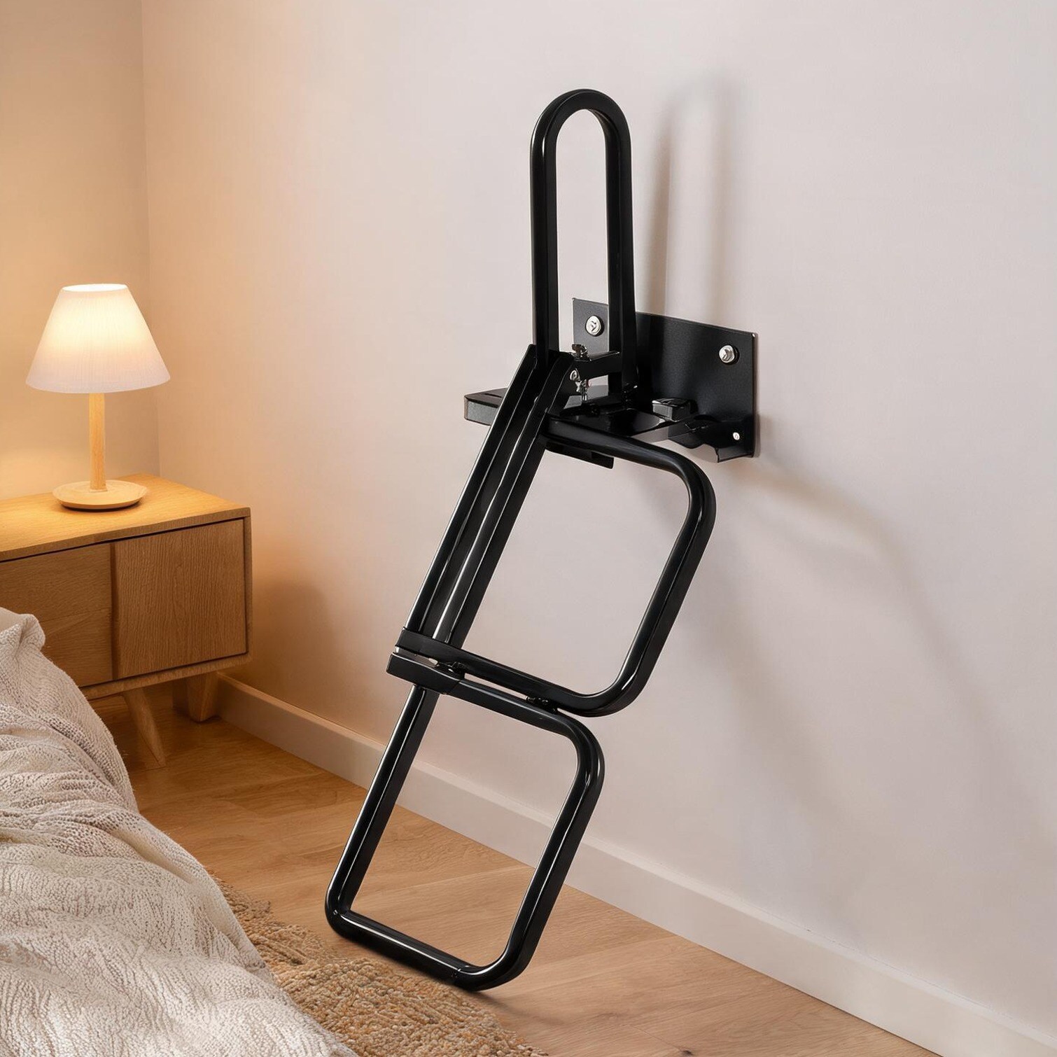 Watnature Ladder with Black Steel and 43.7 x 17.3 x 15.6 in jet black 43.7 x 17.3 x 15.6 inches