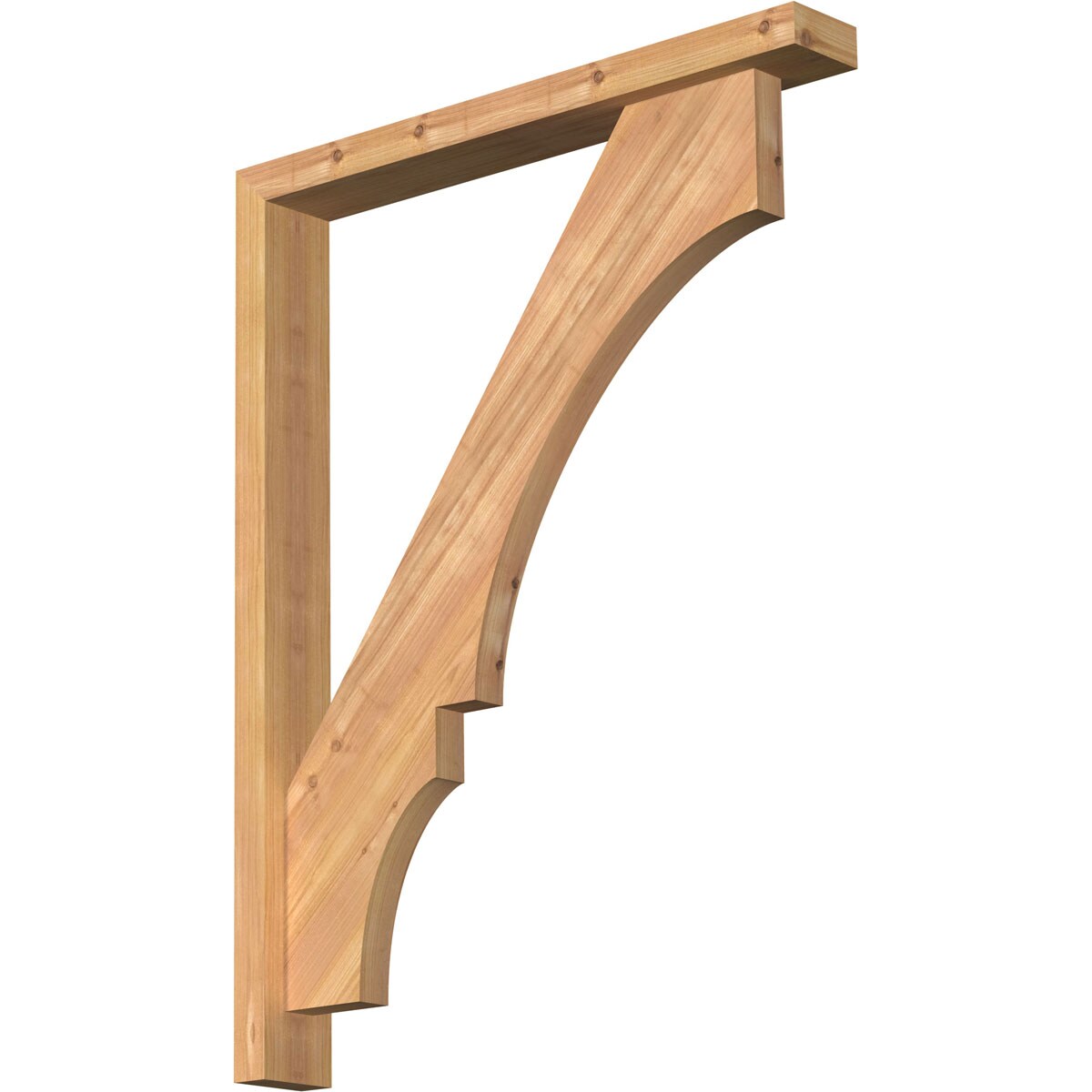 Ekena Millwork 1461928 Balboa Block Smooth Bracket with Offset Brace 3-1/2-in x 26-in x 34-in Western red cedar Brown Wood Standard bracket