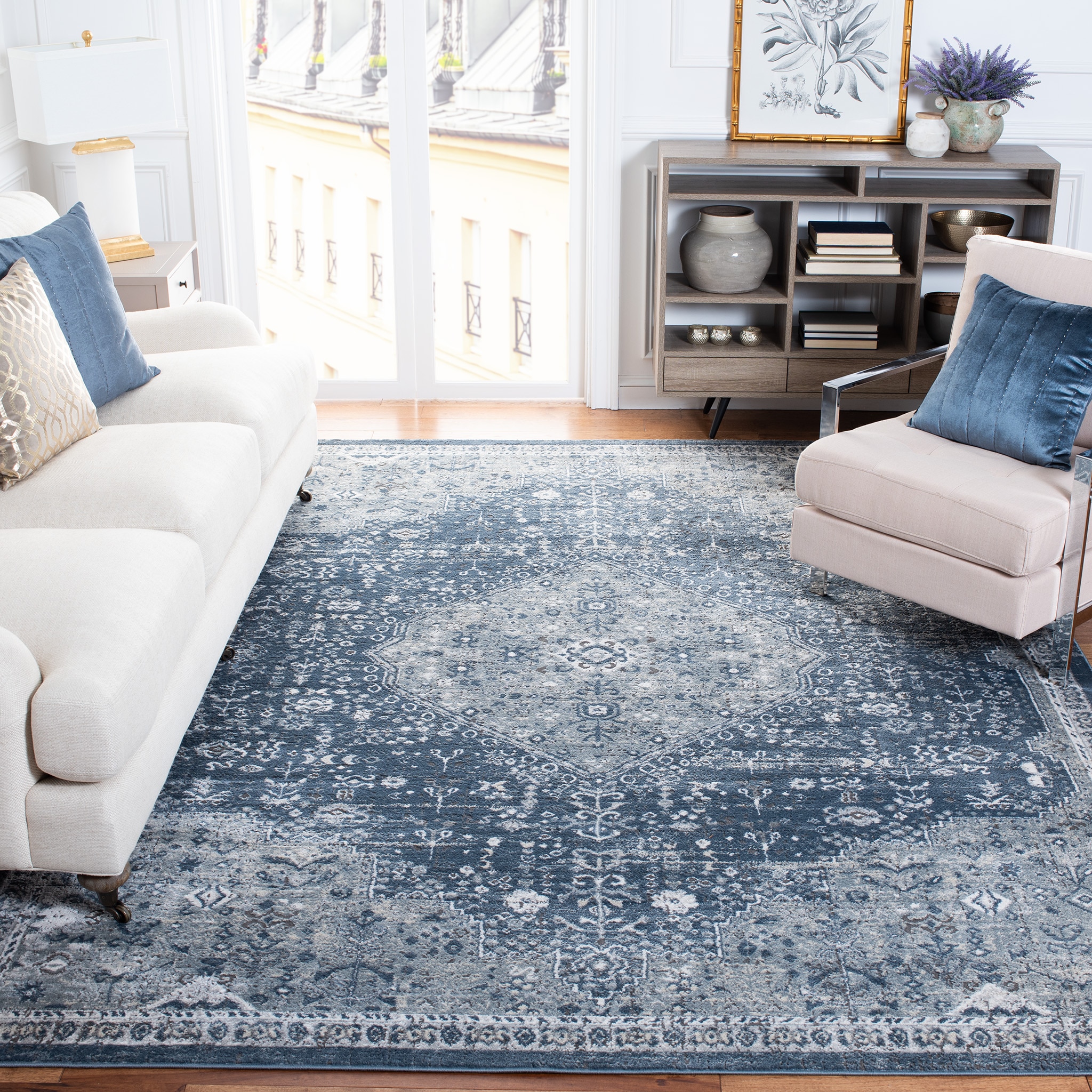 Oregon 858N Navy Ivory 7 x 9 Rectangular Area rug