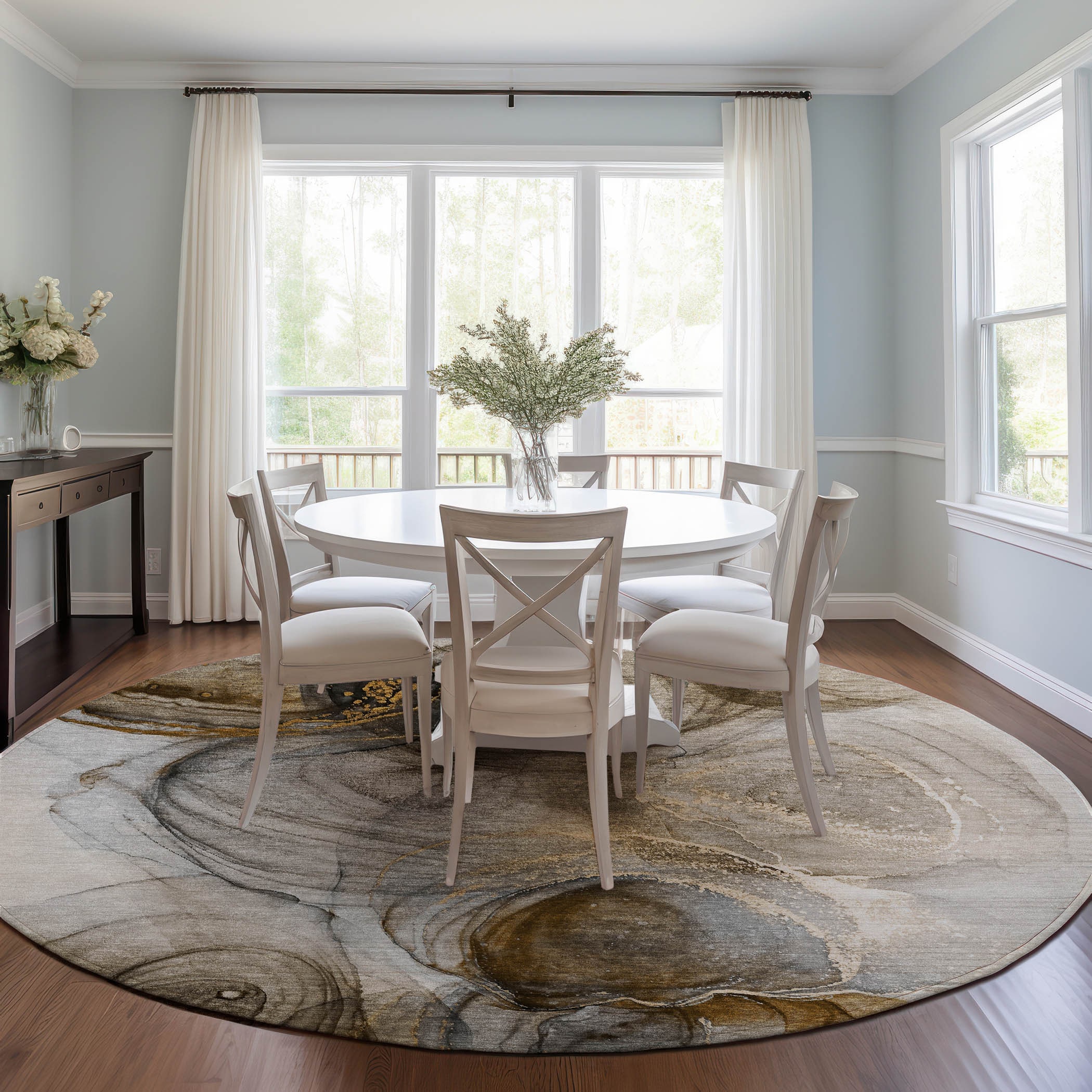 Addison Rugs ACN513BR8RO Chantille ACN513BR 8 x 8 (ft) Polyester Brown Round Indoor/Outdoor Abstract Machine washable Area rug