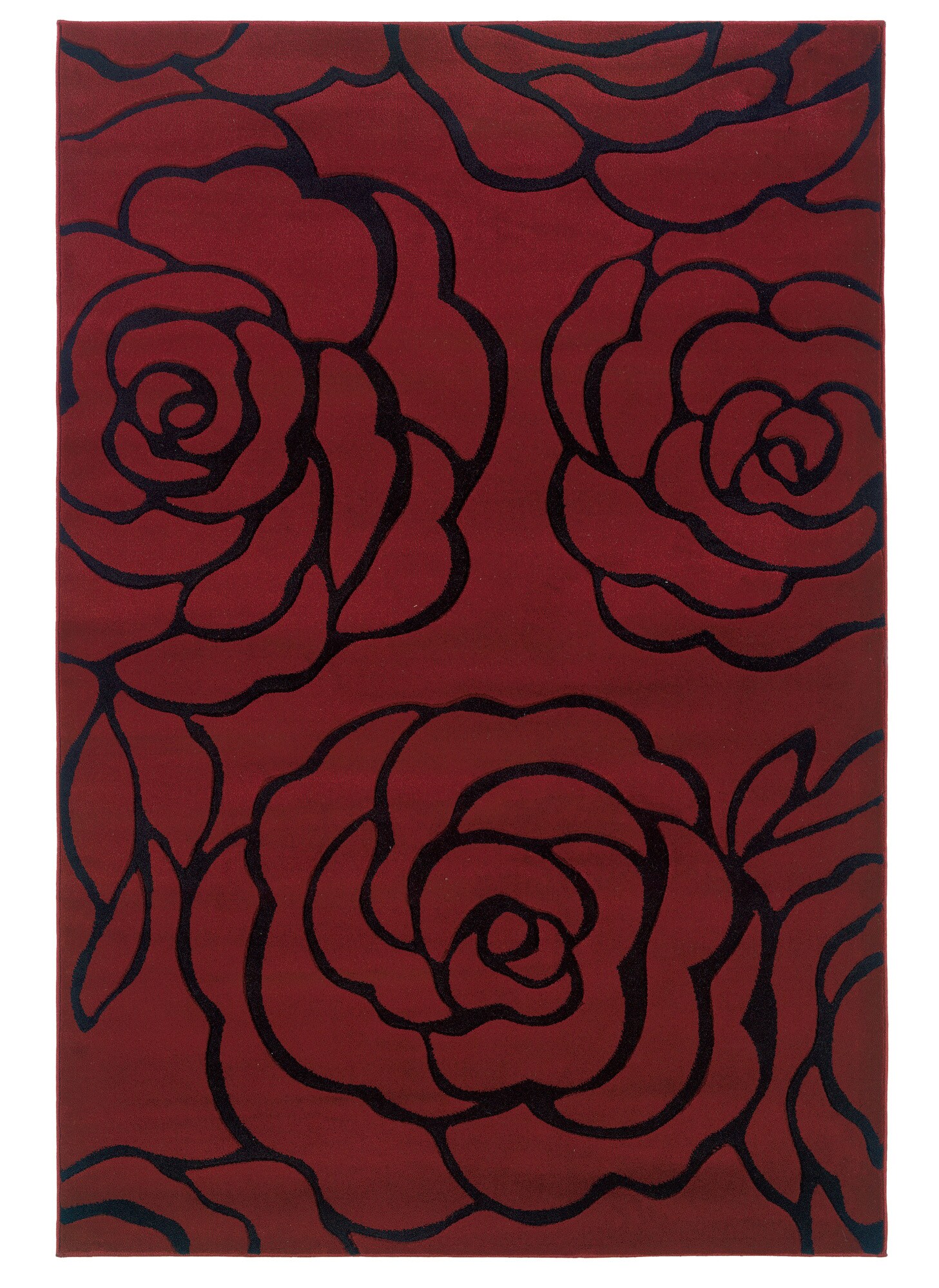 Linon RUG-MN0858 Milan 5 X 8 (ft) Garnet Indoor Floral/Botanical Area Rug