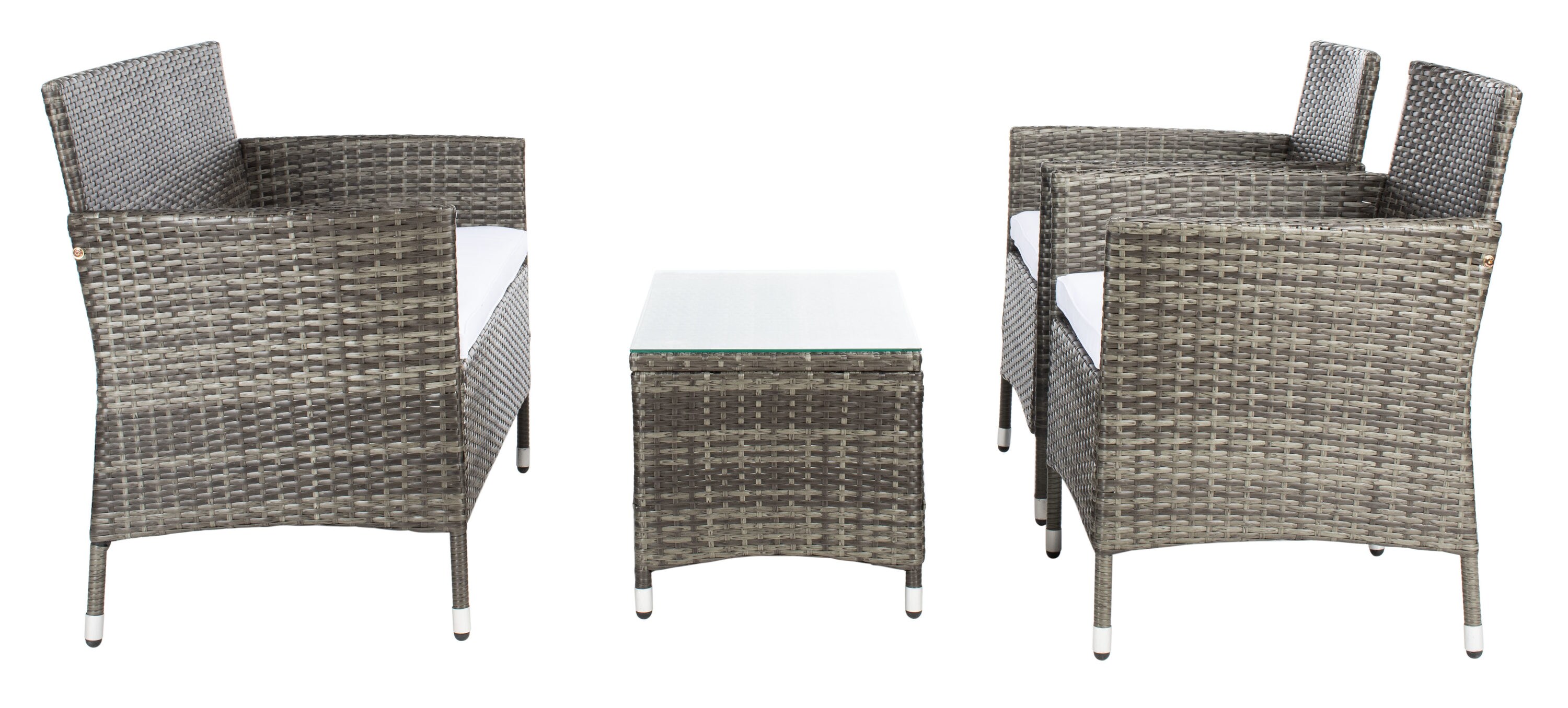 Bandele 4 Piece Grey Wicker Patio Set with Cushions