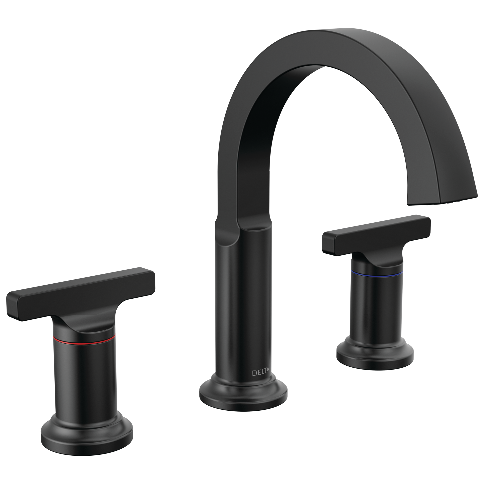 Delta 355887-BL-DST Tetra Matte Black Widespread 2-handle WaterSense High-arc Residential Handle Bathroom Sink Faucet with Drain