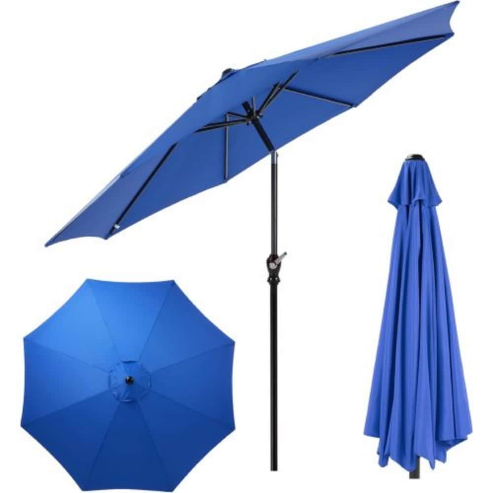 Siavonce XH68232 9-ft Steel Blue Crank Market Patio Umbrella