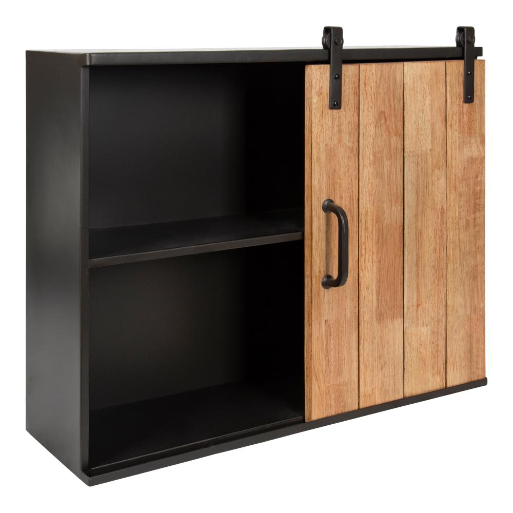 Decorative Wood Wall Storage Cabinet with 2 Sliding Barn Doors Rustic Gray  - Kate & Laurel All Things Decor