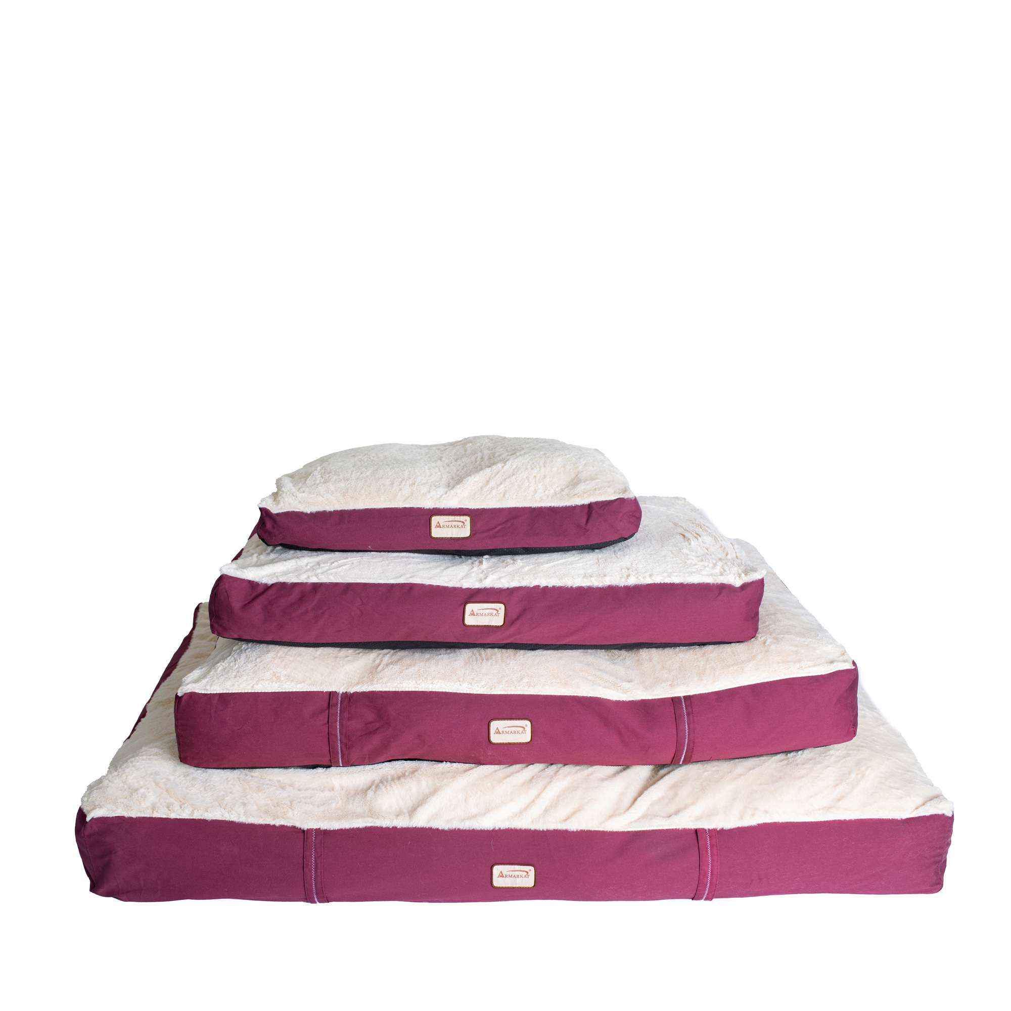 Large Ivory and Burgundy Waterproof Pet Bed Mat