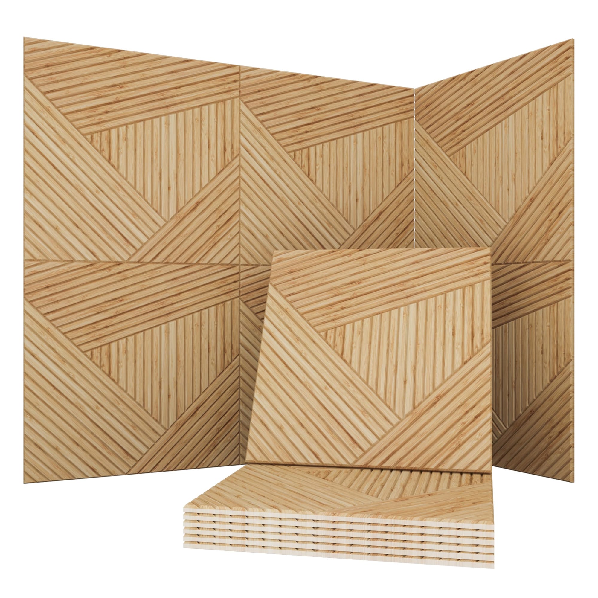 Etokfoks  23 62 in x 23 62 in Brown Wood Grain Finish Polyester Sound Absorbing Panel Grooved 6 Pack