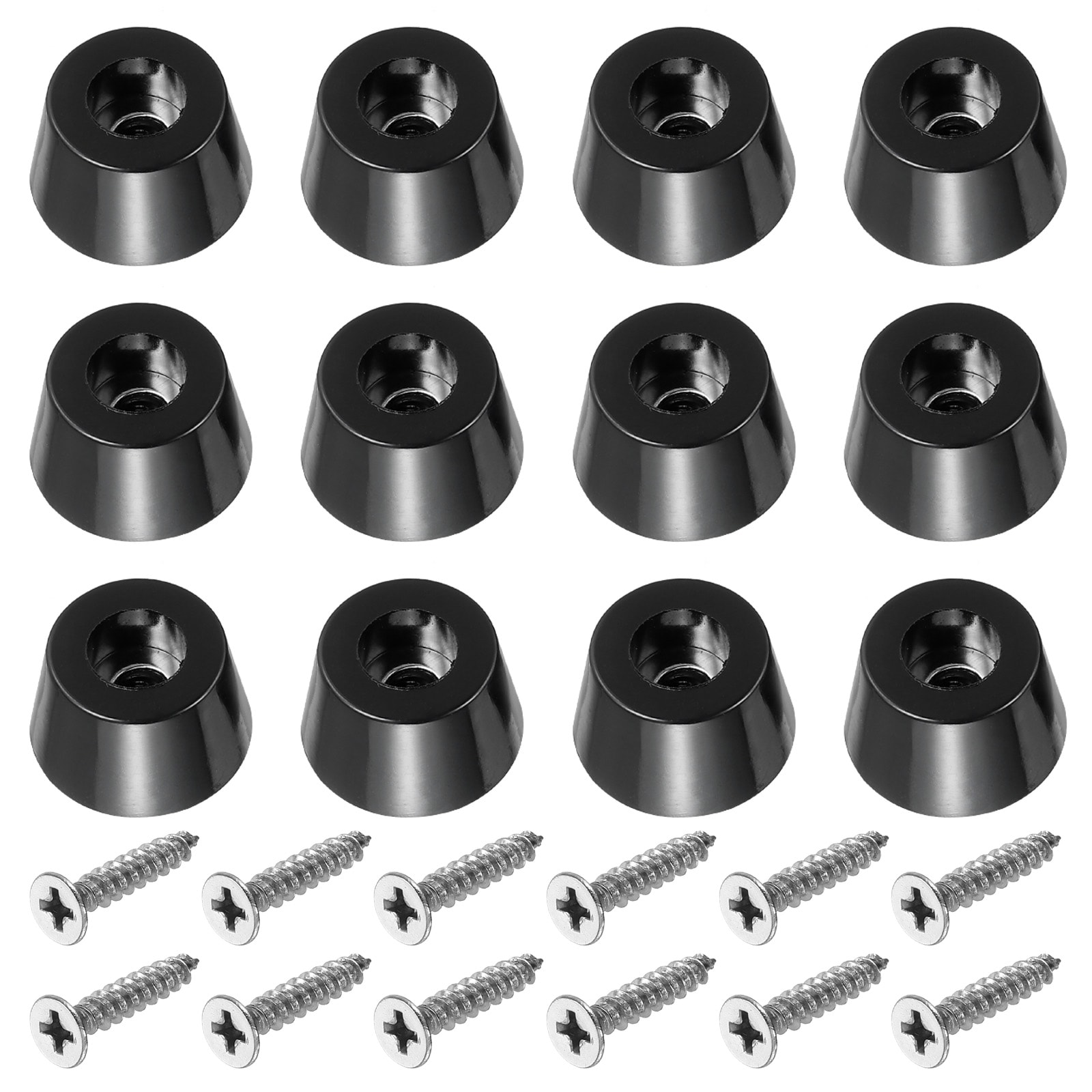 PATIKIL - 12pcs Cutting Board Feet Round Rubber Feet Bumpers Non Slip Bumper Pads with Stainless ...