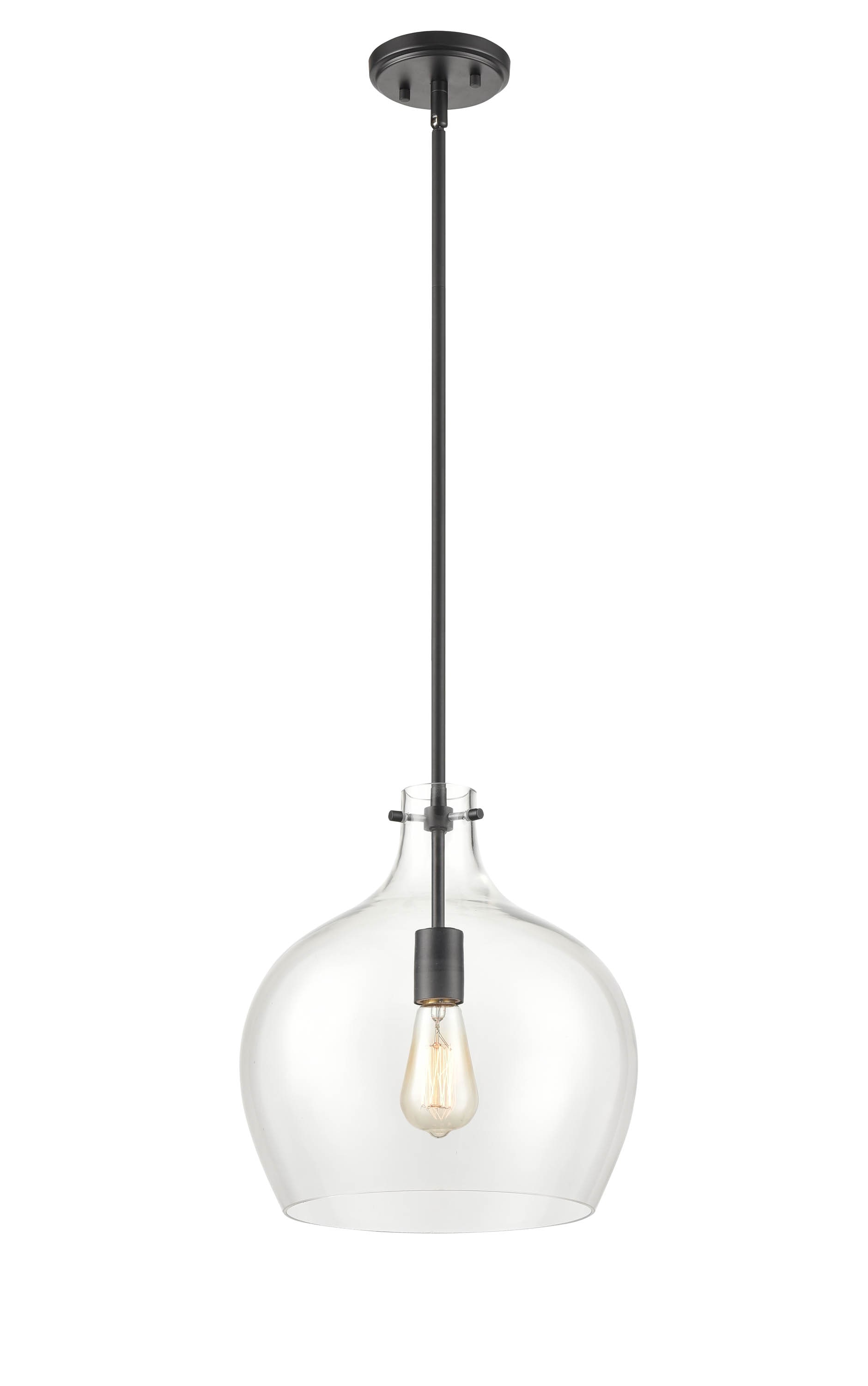 Millennium Lighting Pendant Light Matte Black Traditional Clear Glass ...