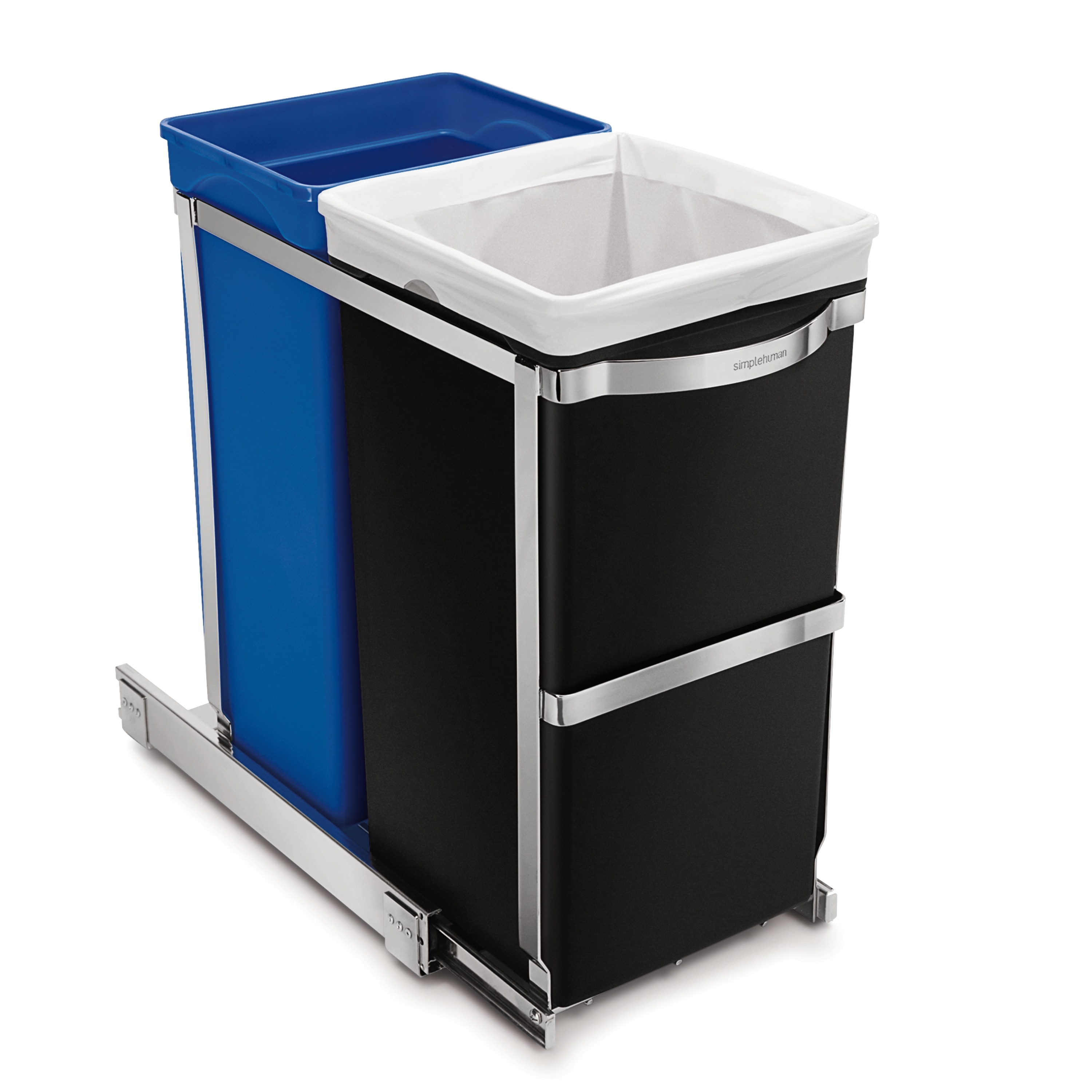 Simplehuman 35-Liter Pull-Out Recycler Bin, Black/Blue