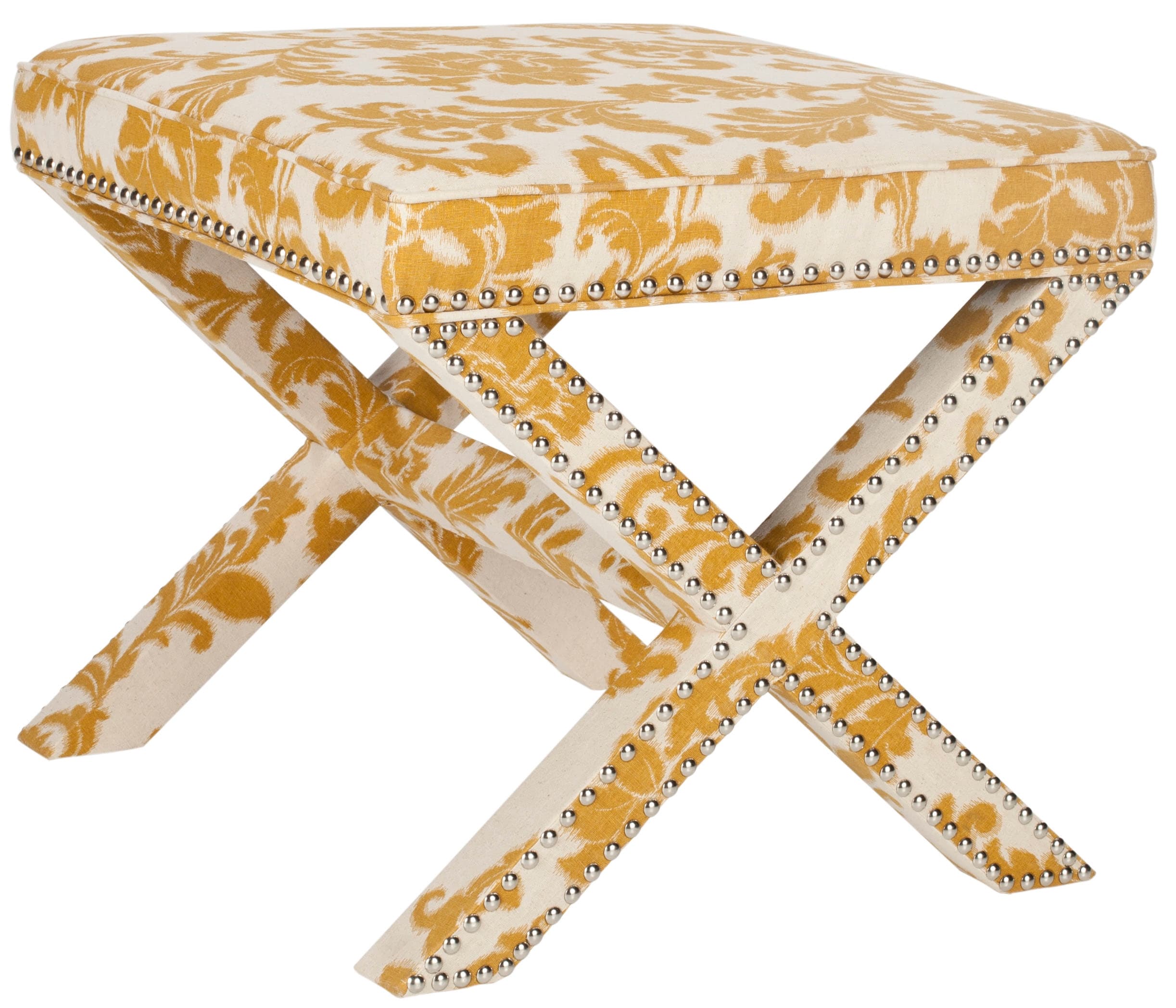 Safavieh MCR4589M Palmer Modern Maize And Beige Print Ottoman