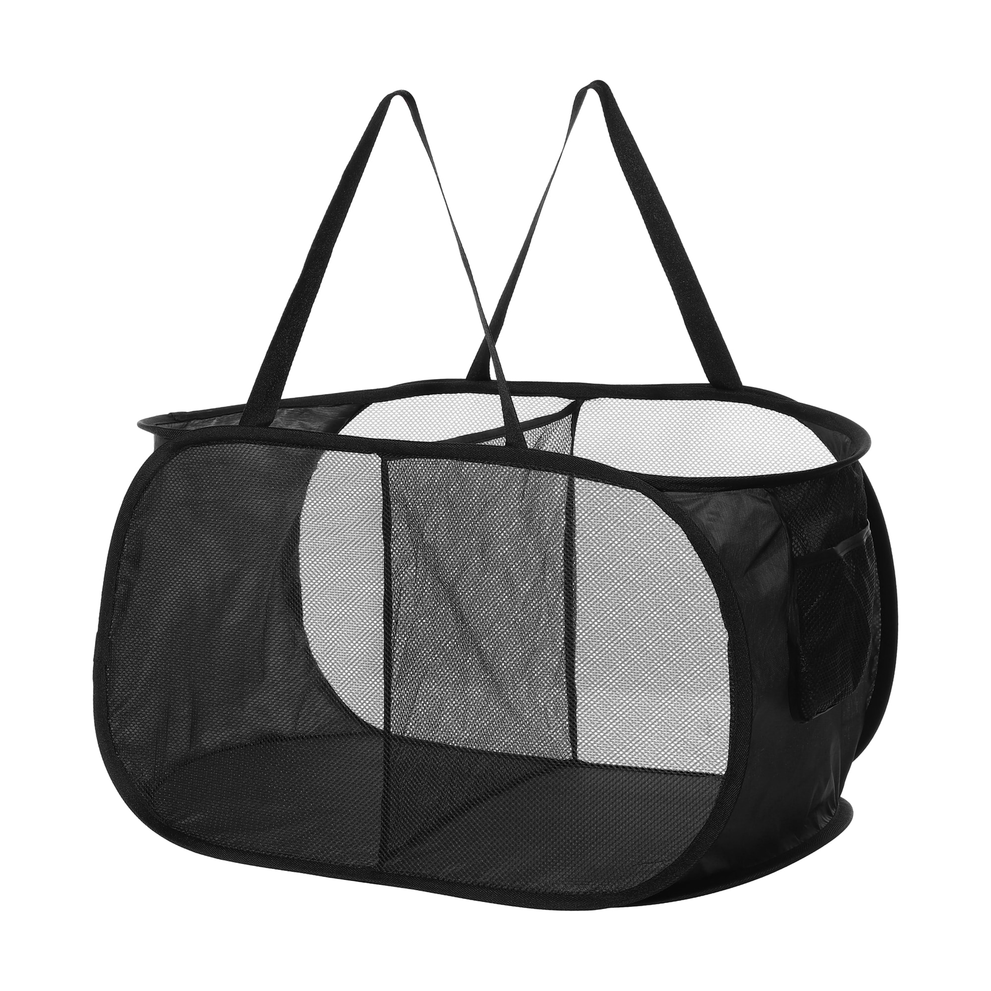 Unique Bargains Folding Laundry Basket Portable Hamper Basket for Bathroom 22.83 Inch x14.17 Inch x14.17 Inch 75L Black 1pc