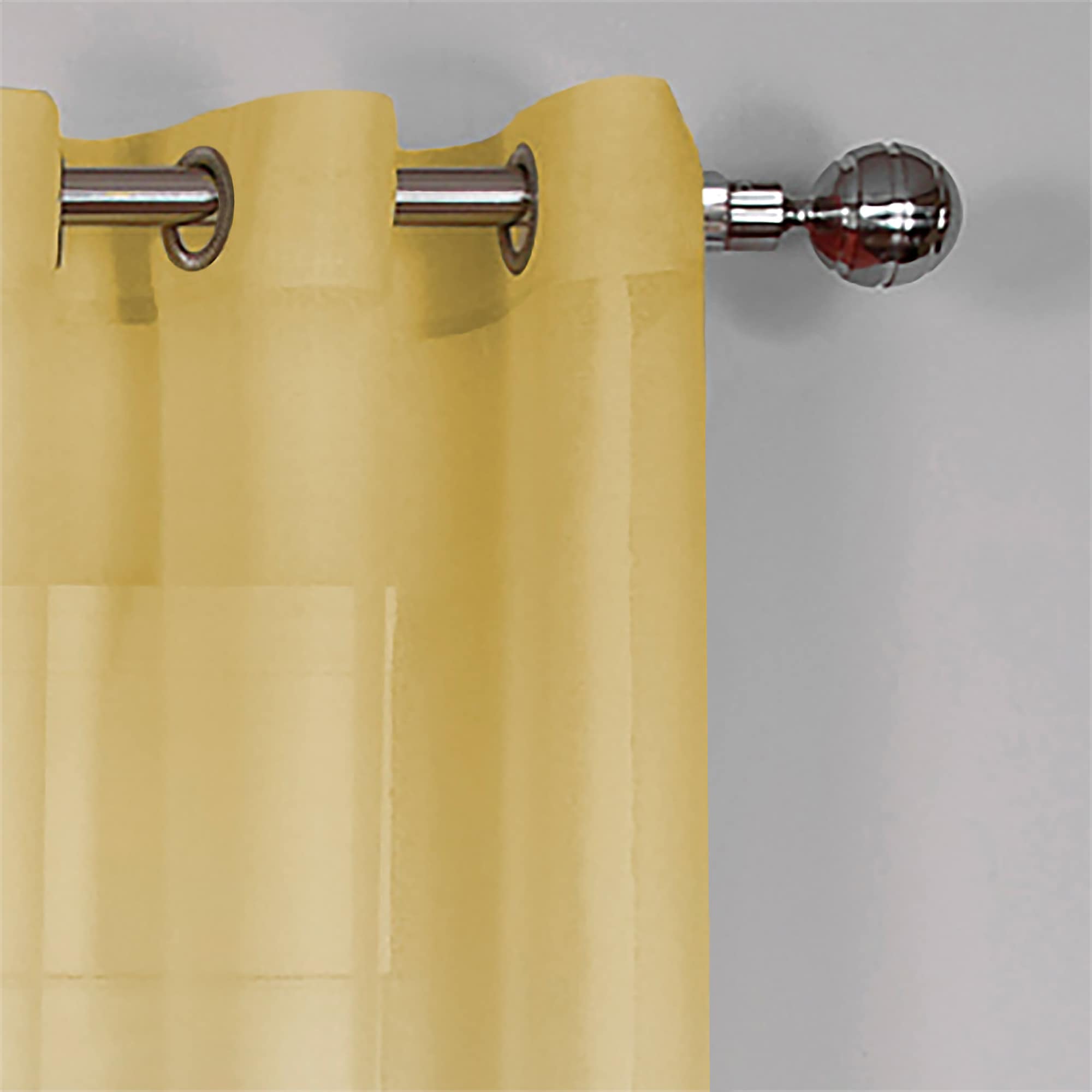 Grey and Yellow Ombre Sheer Grommet Curtain Panel