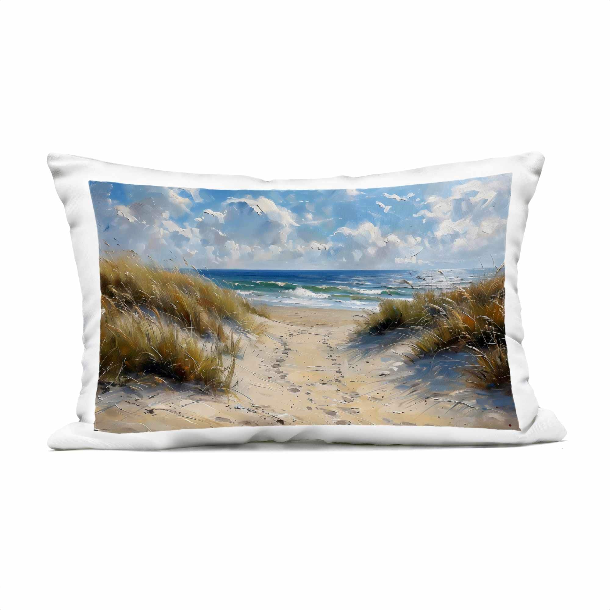 Stupell Industries PLP-975-ORC-14X20 Seaside Pathway Footprints Outdoor Printed Pillowdesign by LSR Creative Studio 14 x 20