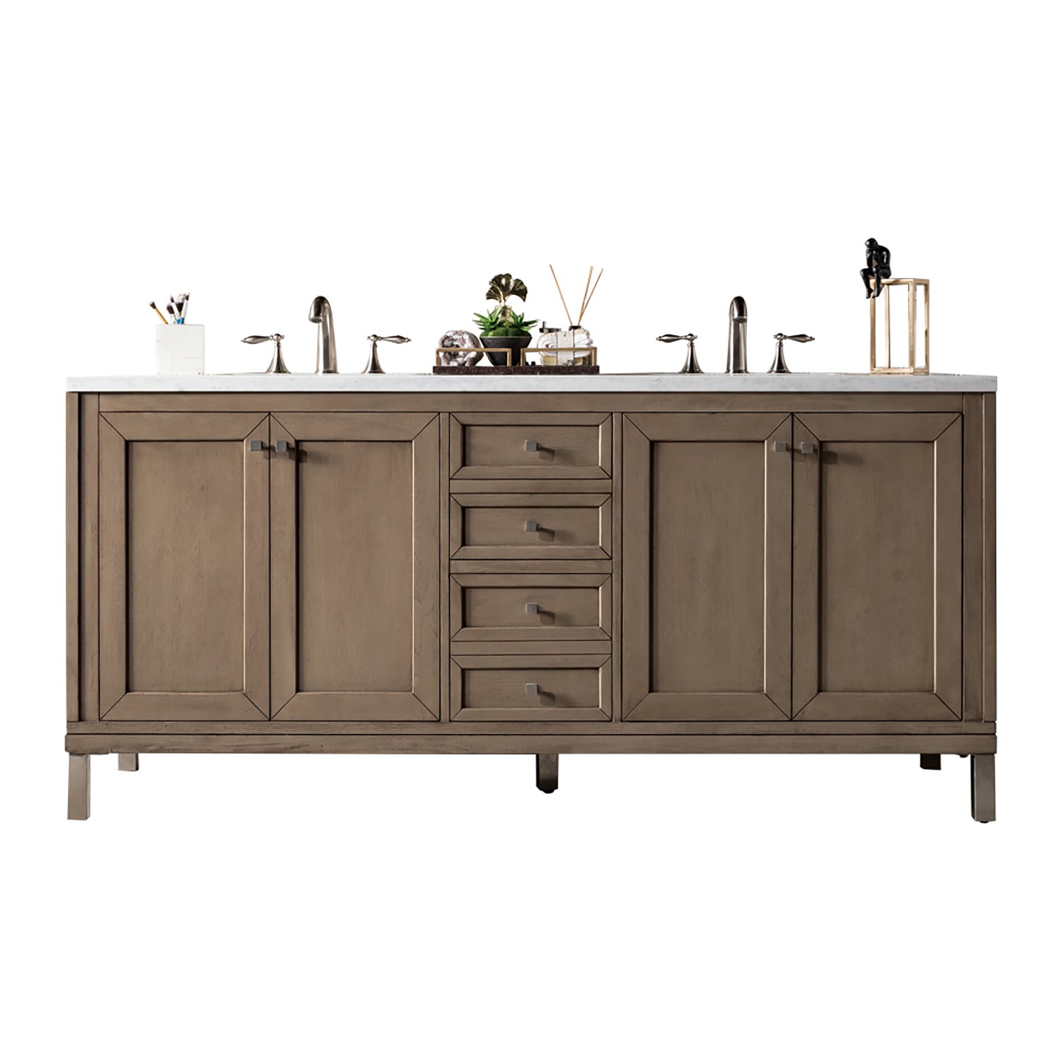 James Martin Vanities Boston 47 Stainless Steel Sink Console (Double  Basins), Radiant Gold w/ White Glossy Composite Stone Top - On Sale - Bed  Bath & Beyond - 32971251