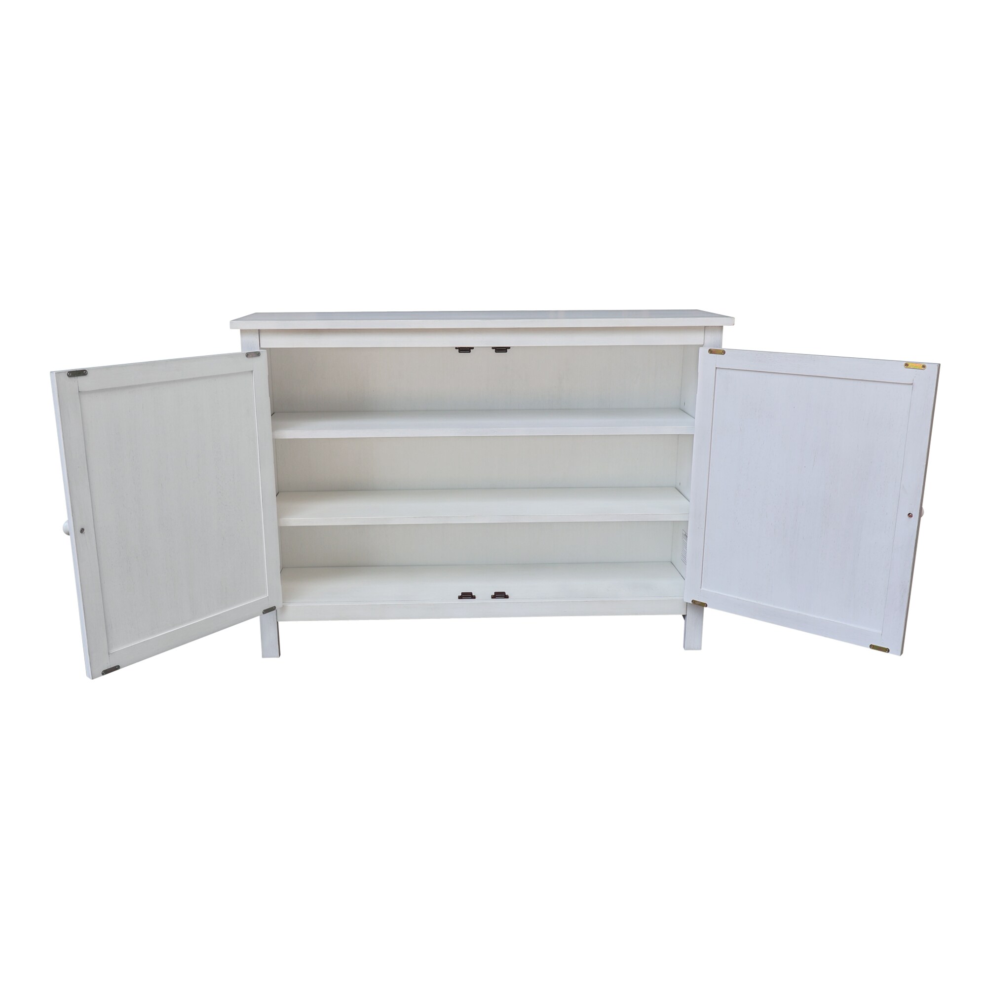 Chalk White Solid Wood Hall Storage Cabinet with Adjustable Shelves