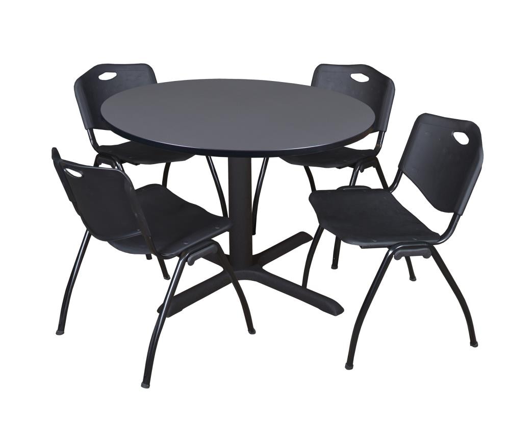 Regency TB48RNDGY47BK Breakroom Gray 4-Person Training Table (48-in W x 29-in H)