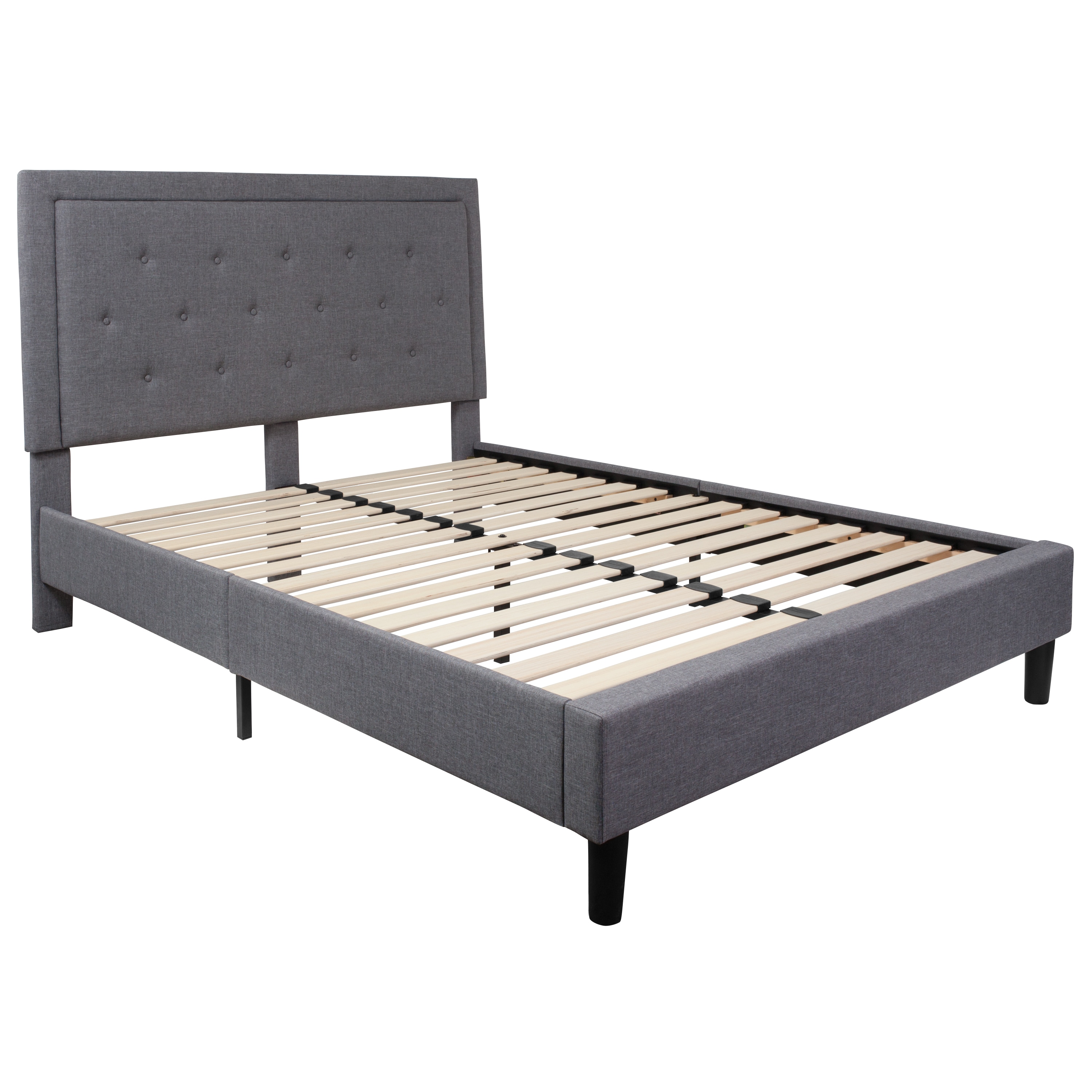 Flash Furniture Roxbury Light Gray Queen Upholstered Tufted Bed in the ...