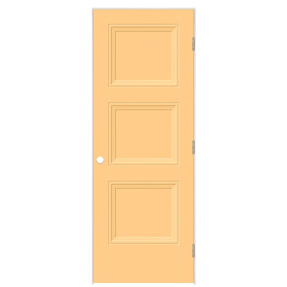 Masonite 1573367 30-in x 80-in Marigold Solid core 3-panel square Left hand Smooth Prefinished Molded composite Flat Jamb Single Prehung Interior Door