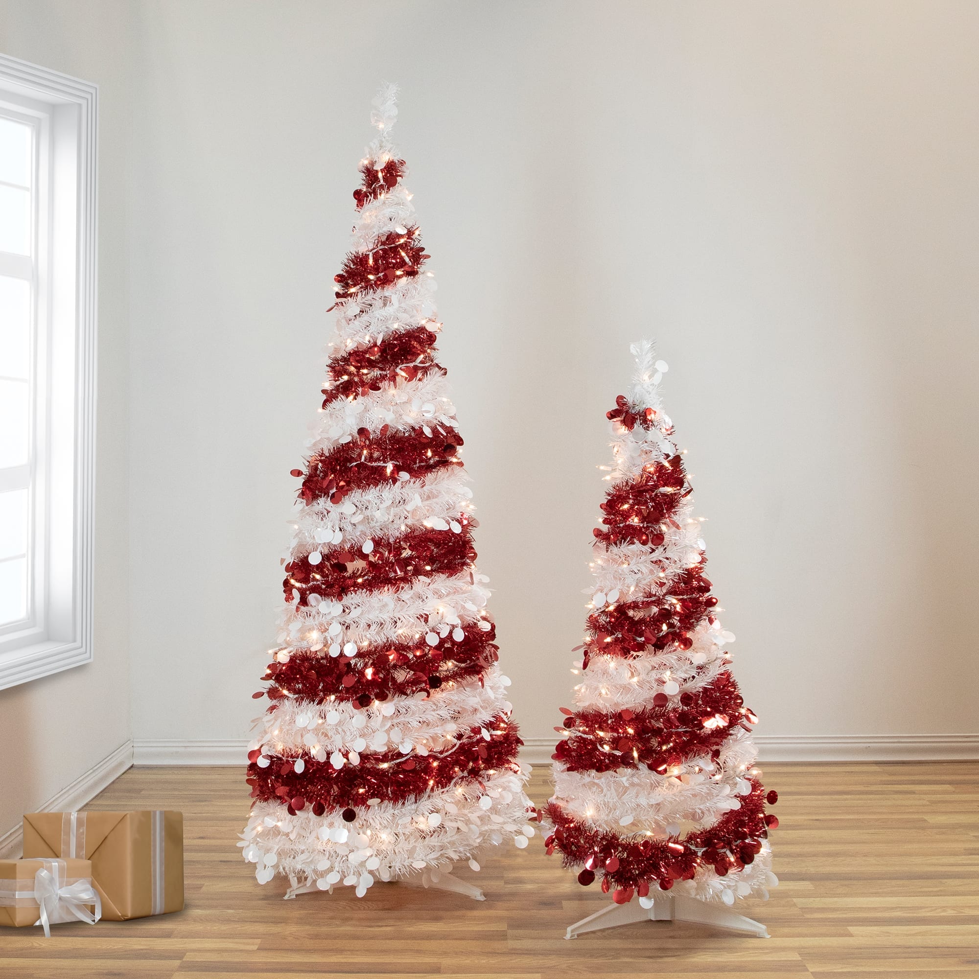Northlight Pre-Lit Candy Cane Pop-Up Artificial Christmas Tree - 6 feet - Clear Lights