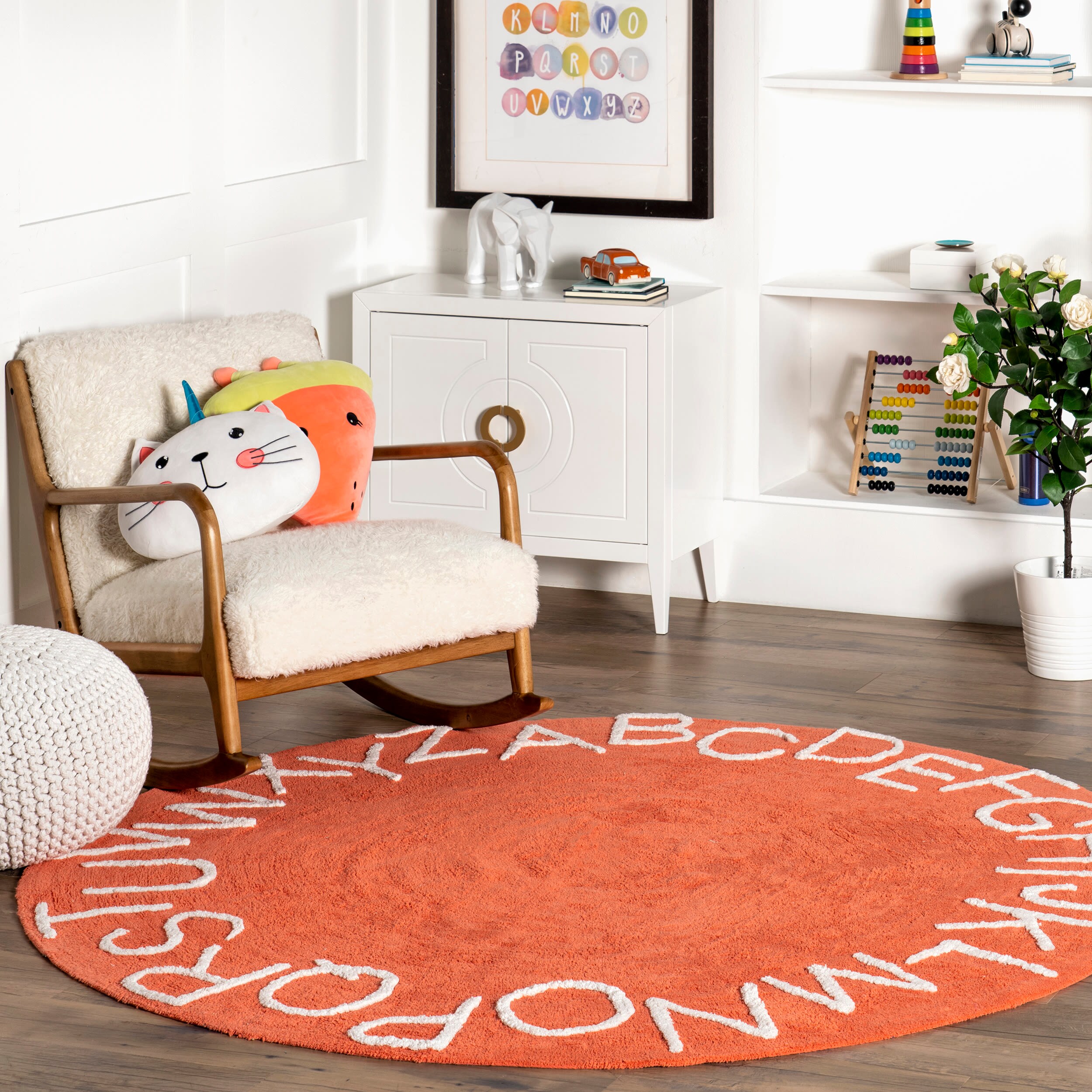 nuLOOM SVDC01M-R404 Discovery 4 x 4 (ft) Loomed Cotton Orange Round Indoor Machine washable Area rug