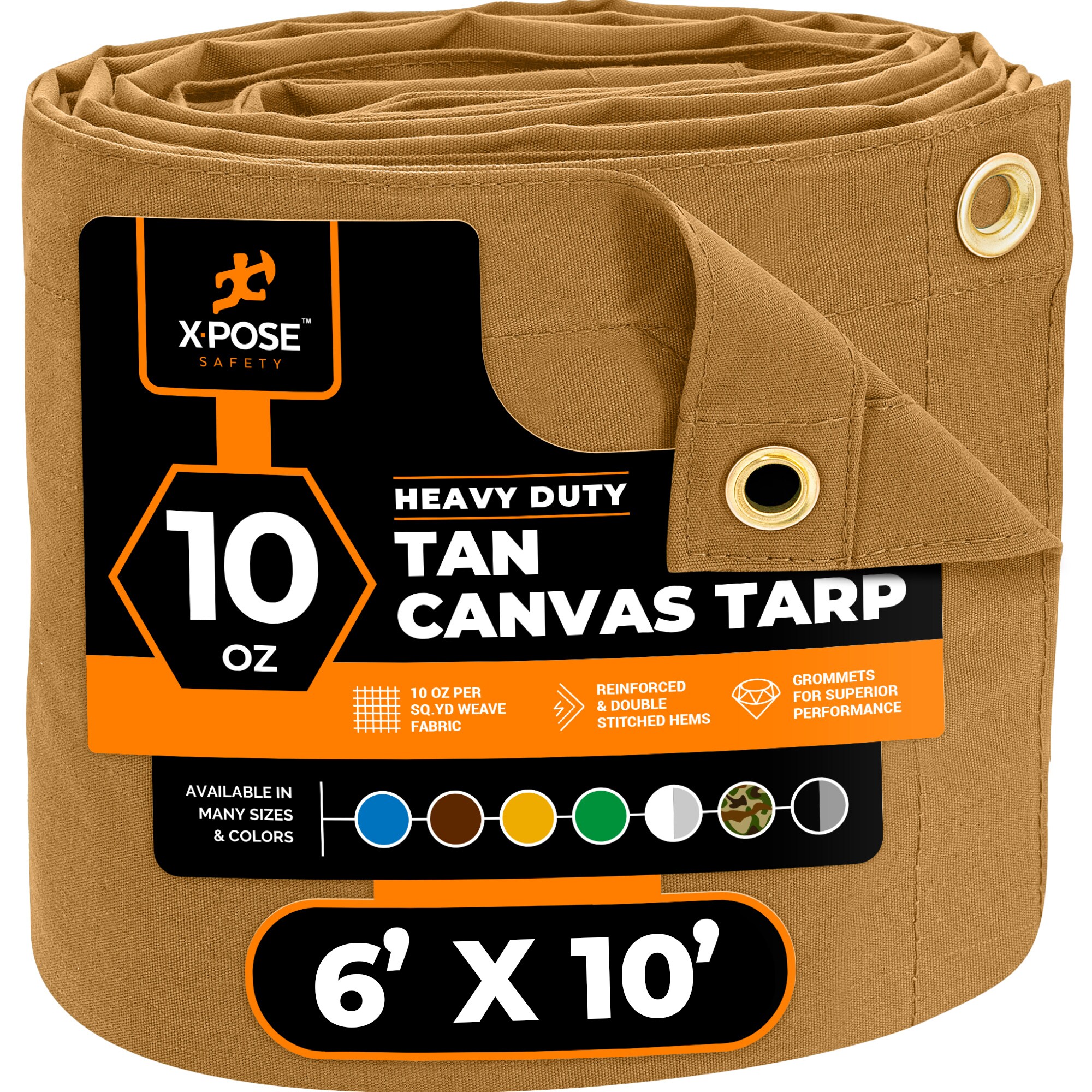 XPOSE SAFETY CTT10-610-X 6-ft x 10-ft Brown Water resistant Commercial Polyethylene 12-mil Tarp