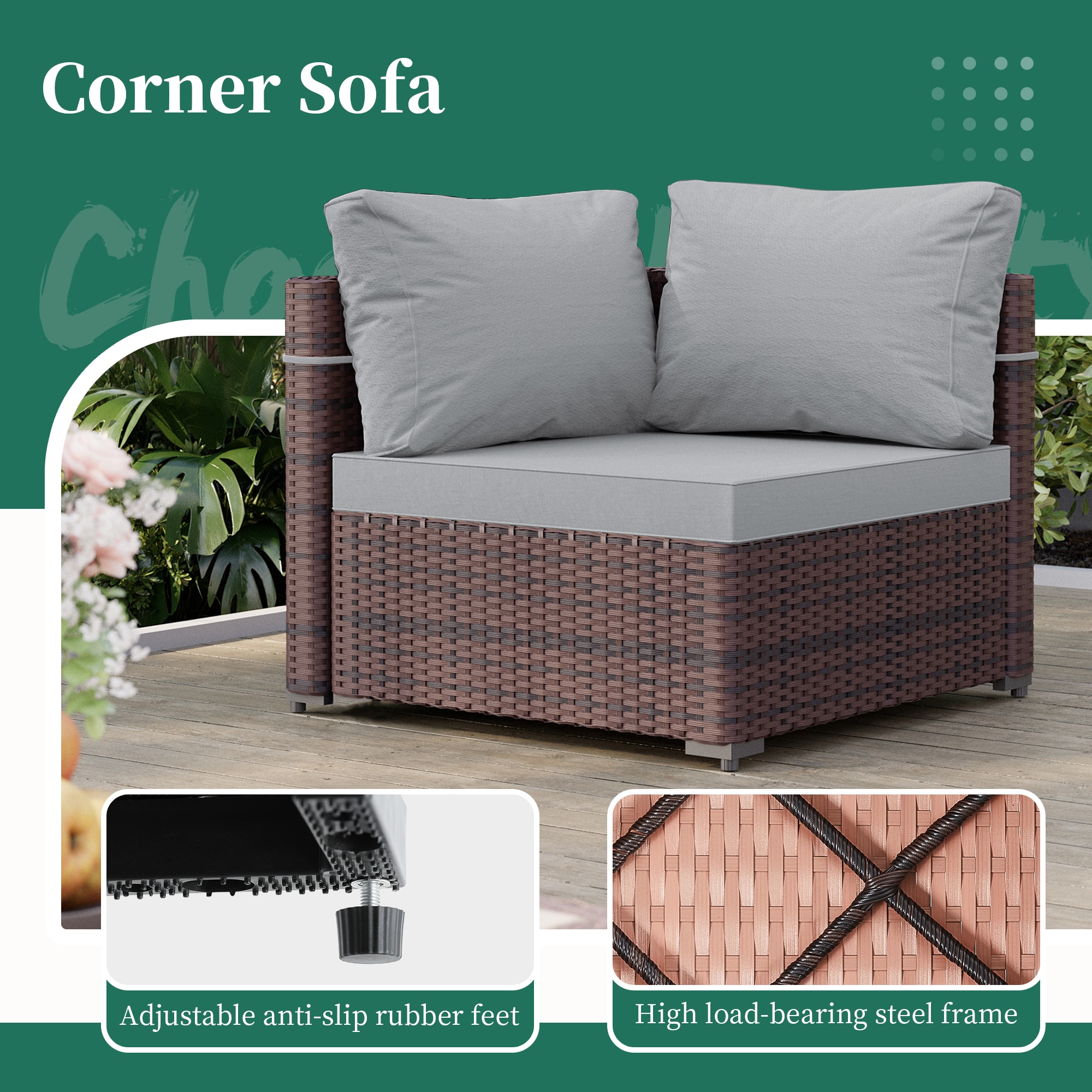 UPHA TBSF-AB43BR-LGRAY Patio-Conversation-Sets - View #7