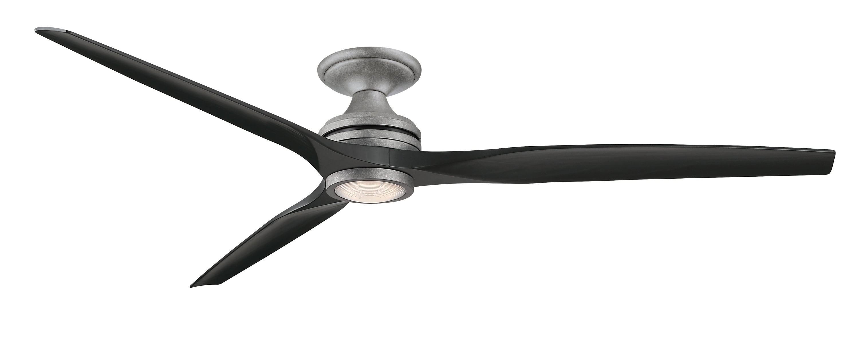 Fanimation Spitfire 72-in Galvanized with Black Blades Color-changing Integrated LED Indoor/Outdoor Flush Mount Smart Propeller Ceiling Fan with -  FPD6721BGZ-72BL-LK-F