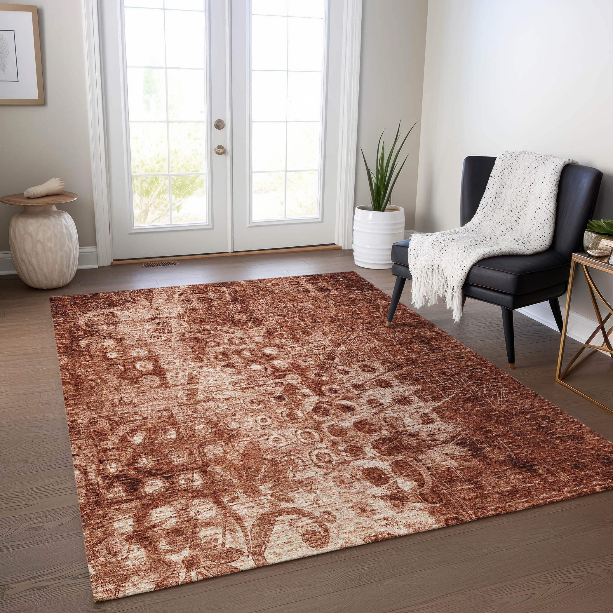 Addison Rugs ACN577PK30X46 Chantille ACN577PK 2 x 3 (ft) Polyester Paprika Rectangular Indoor/Outdoor Geometric Machine washable Area rug