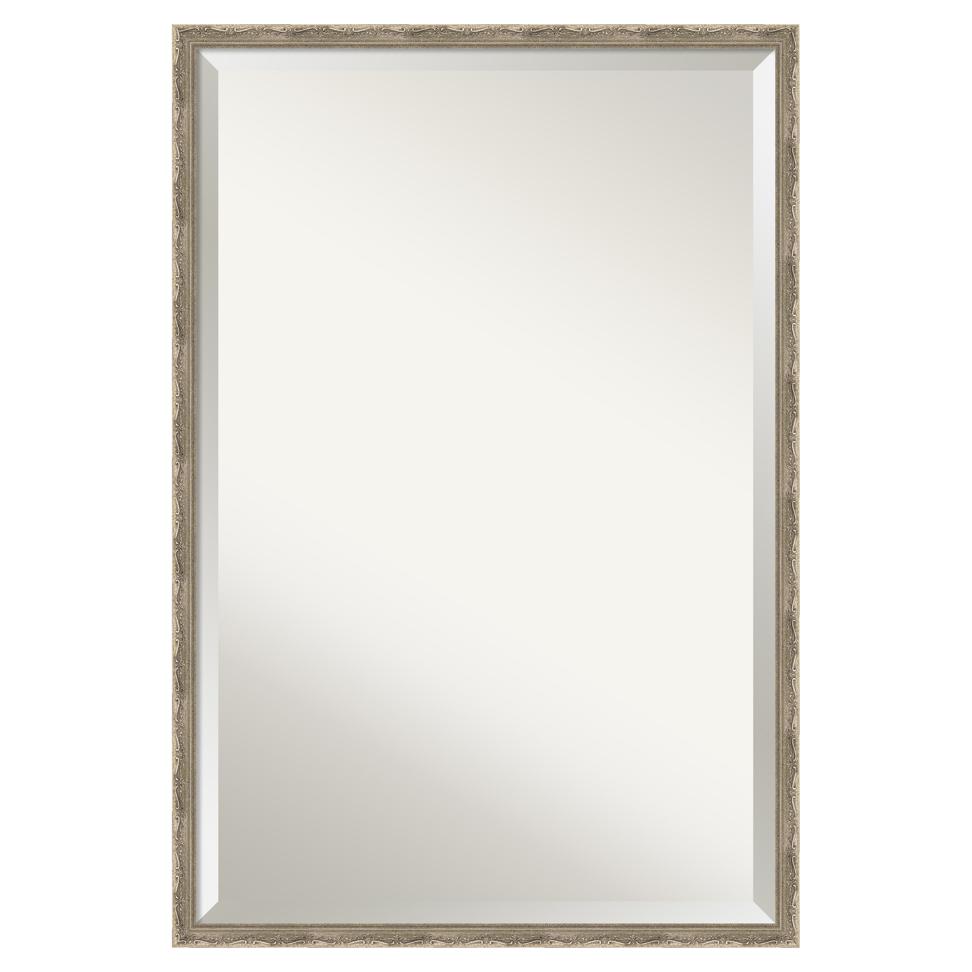 Amanti Art -  Beveled Mirror Mila Dark Silver Framed Wood Bathroom Wall Mirror 37.5 x 25.5 in.