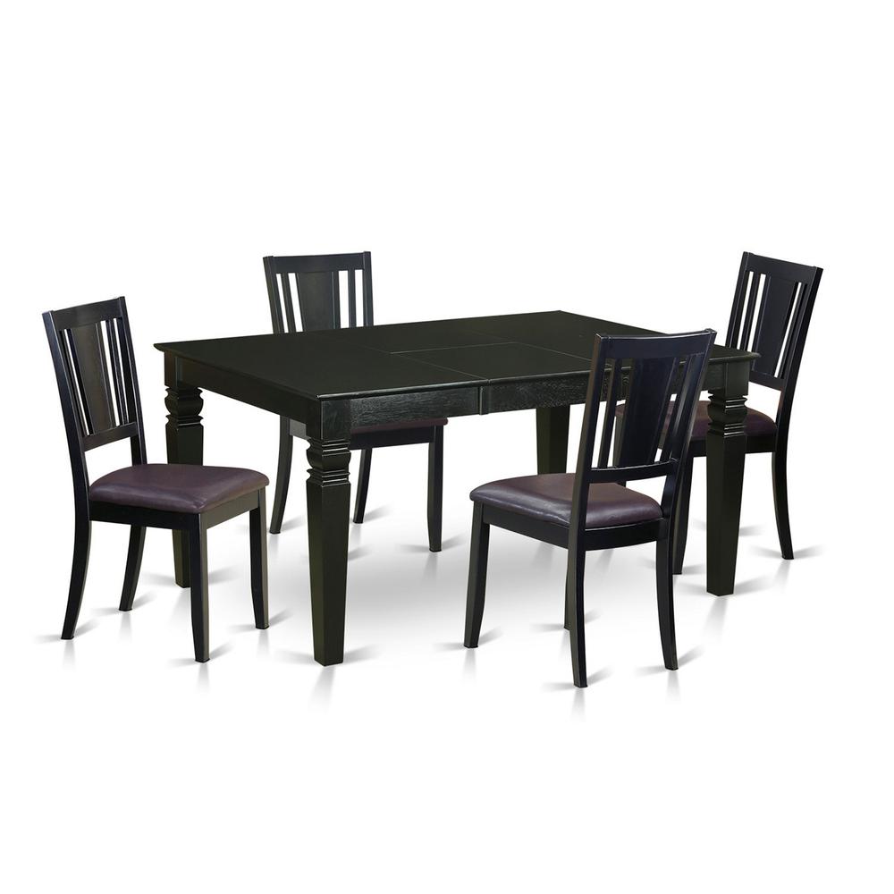 East West Furniture WEDU5-BLK-LC Dining-Sets - View #2