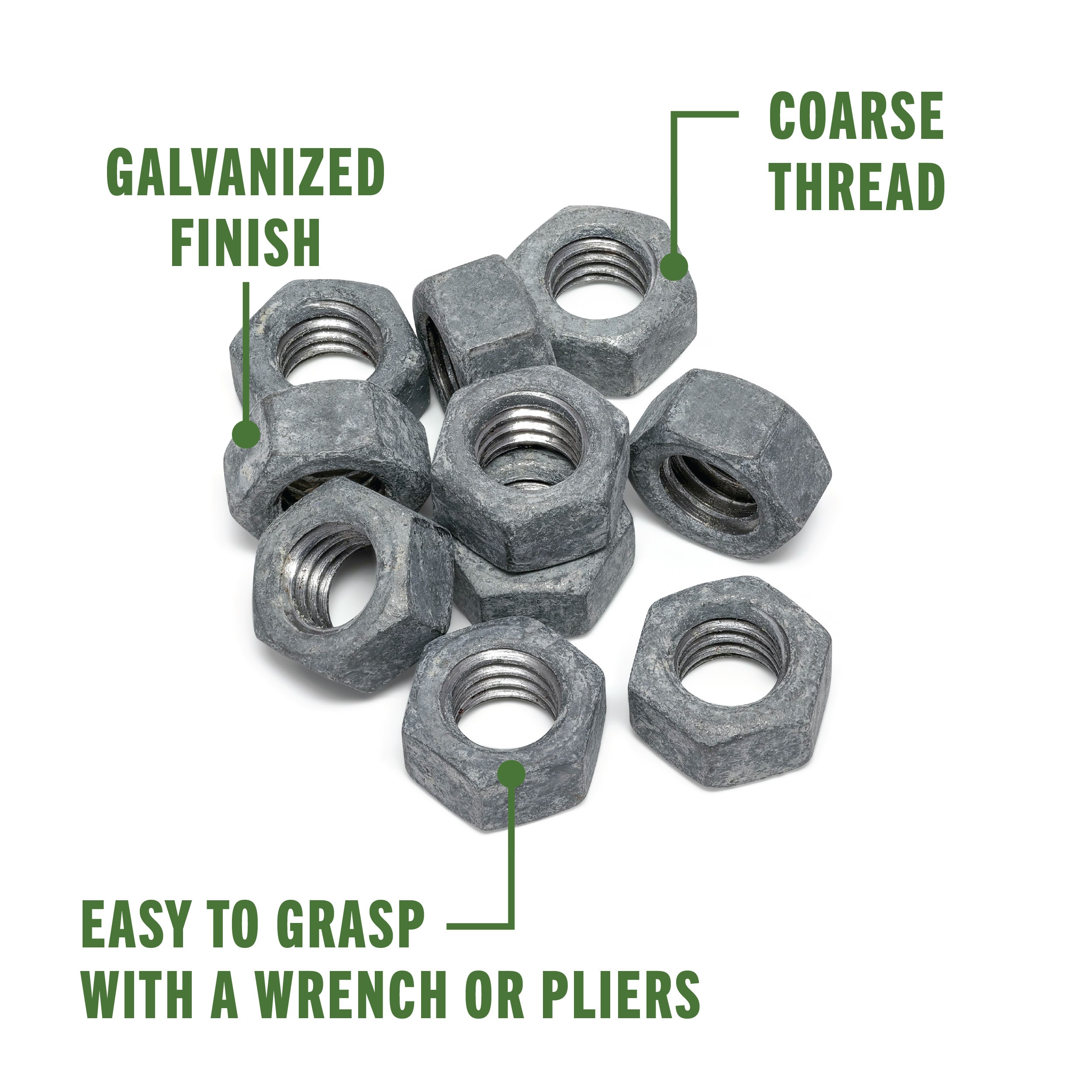 Hillman 3/8-in x 16 Galvanized Steel Hex Nut in the Hex Nuts department at 