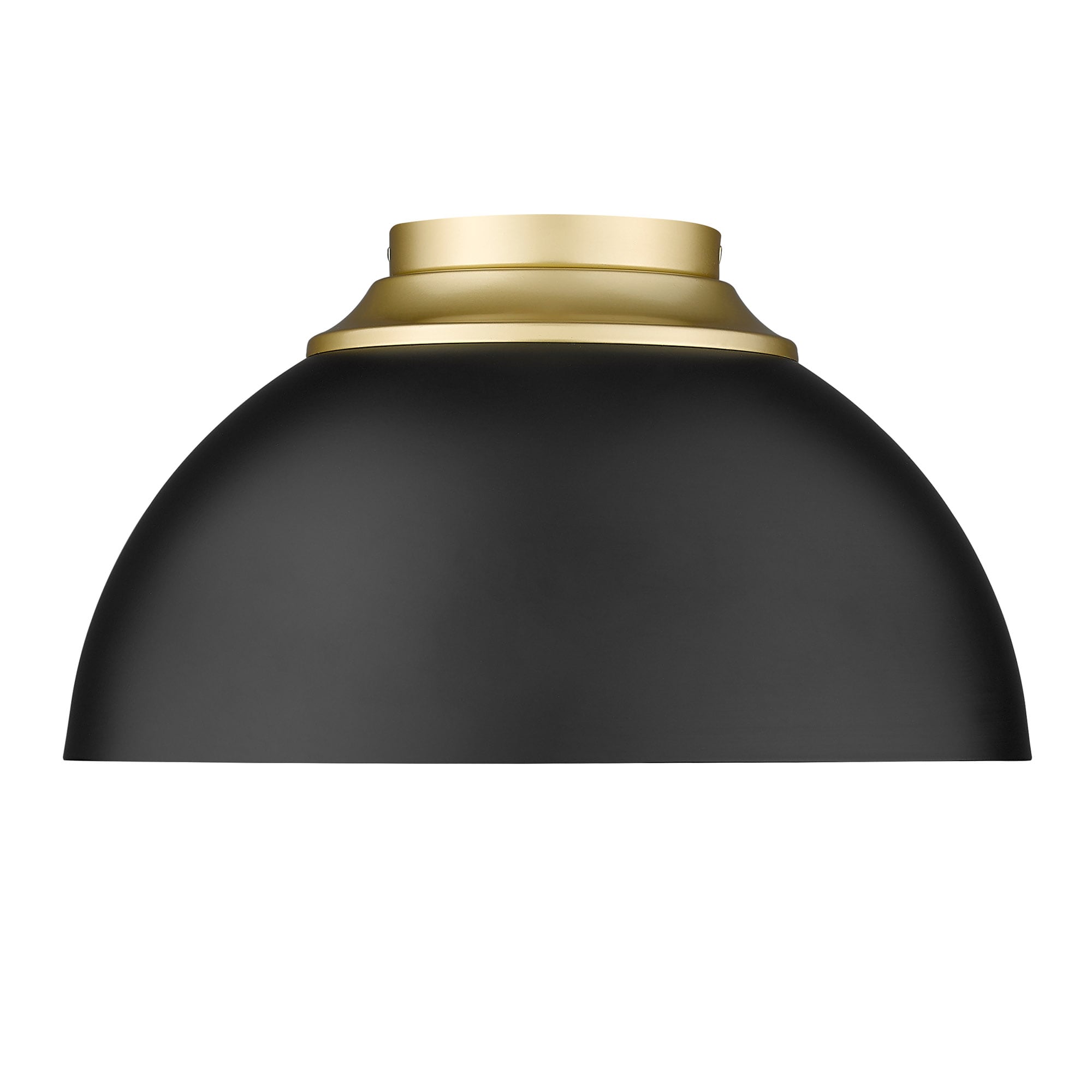 Olympic Gold and Matte Black Dome Flush Mount Light