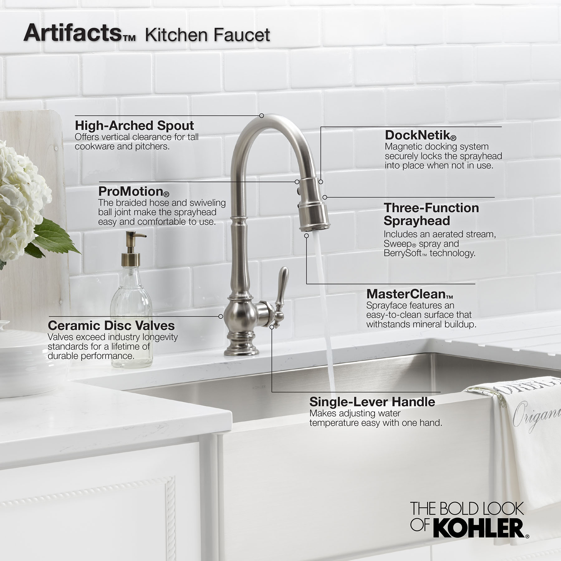 Polished Nickel Pull Down Single Handle Kitchen Faucet