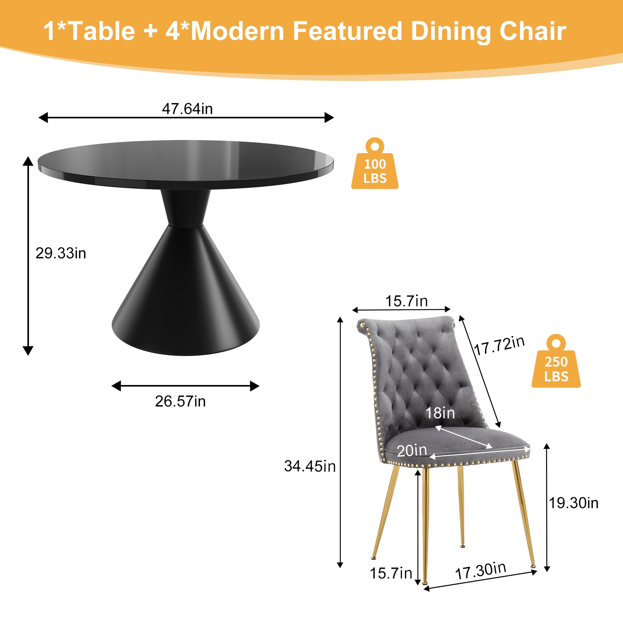 Clihome CL-RBT2-BBK703GY Dining-Sets - View #5