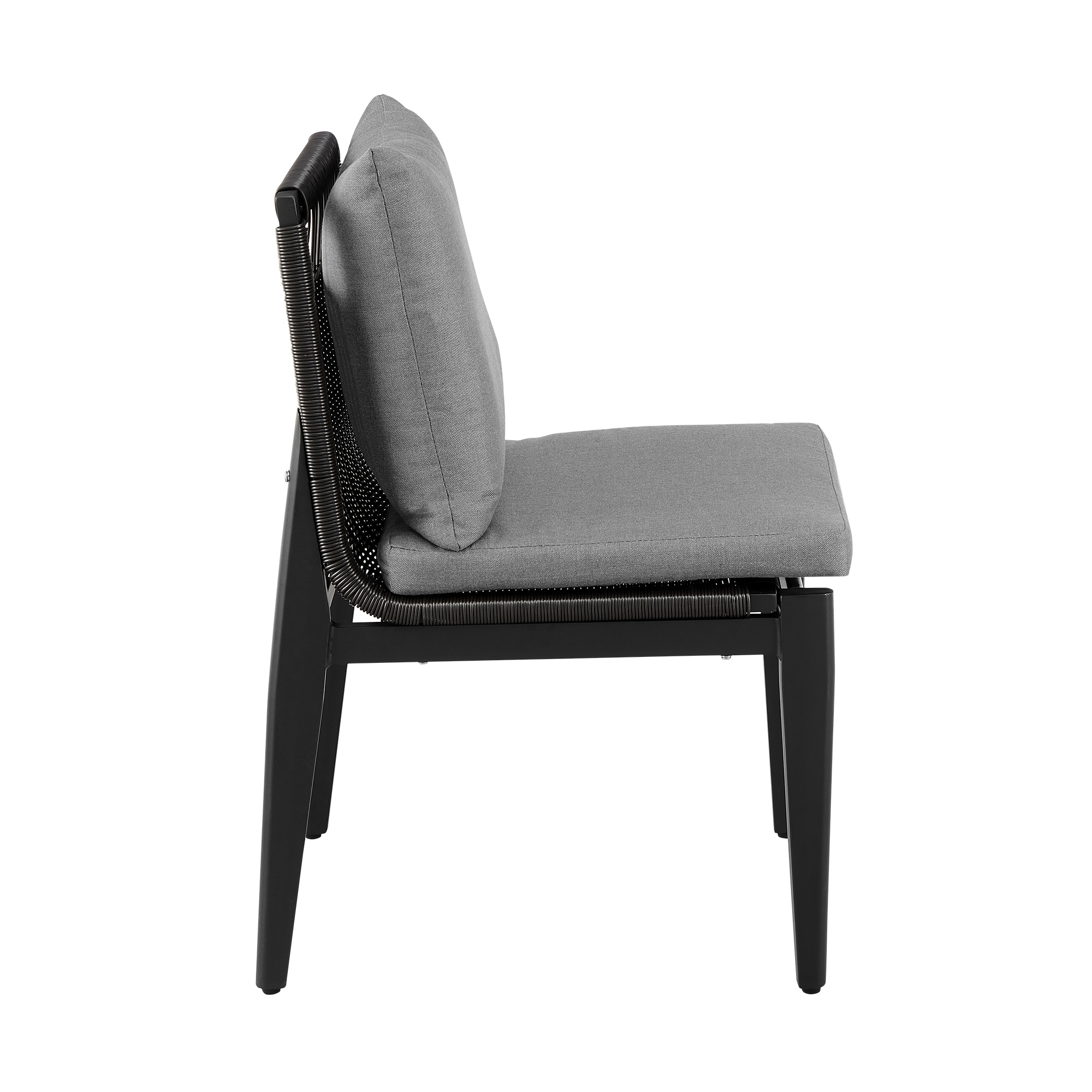 Cayman Gray Aluminum and Rattan Outdoor Dining Chairs with Cushions - Set of 2
